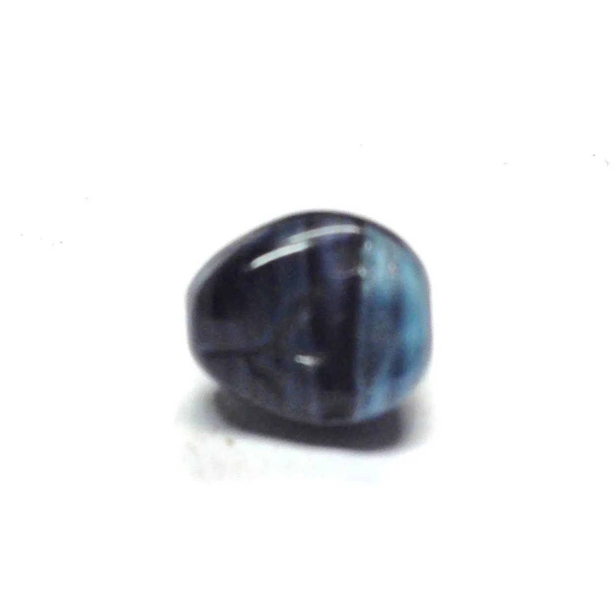 10X9MM Blue/Blk Fancy Glass Bead. (36 pieces)