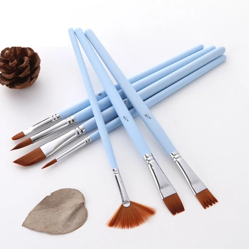 12 Multi-Shape  Nylon Wool Copper Tube P Set Gouache Brush Pen Light Blue Rod Brush