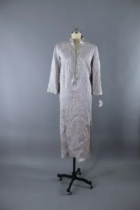 1960s Vintage Silver Moroccan Caftan Dress / Tangiers Au Chic