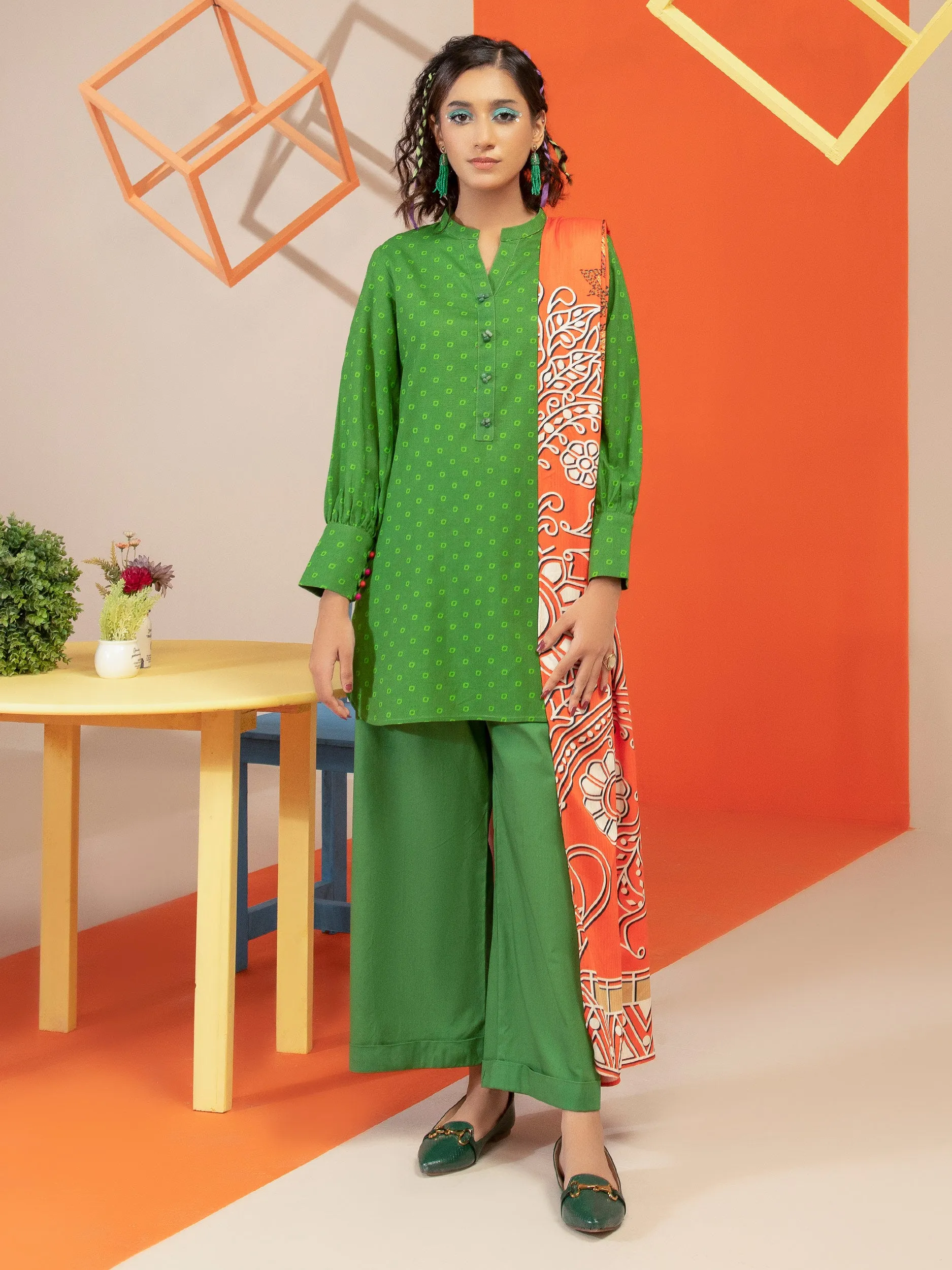 2 Piece Khaddar Suit-Printed (Unstitched)