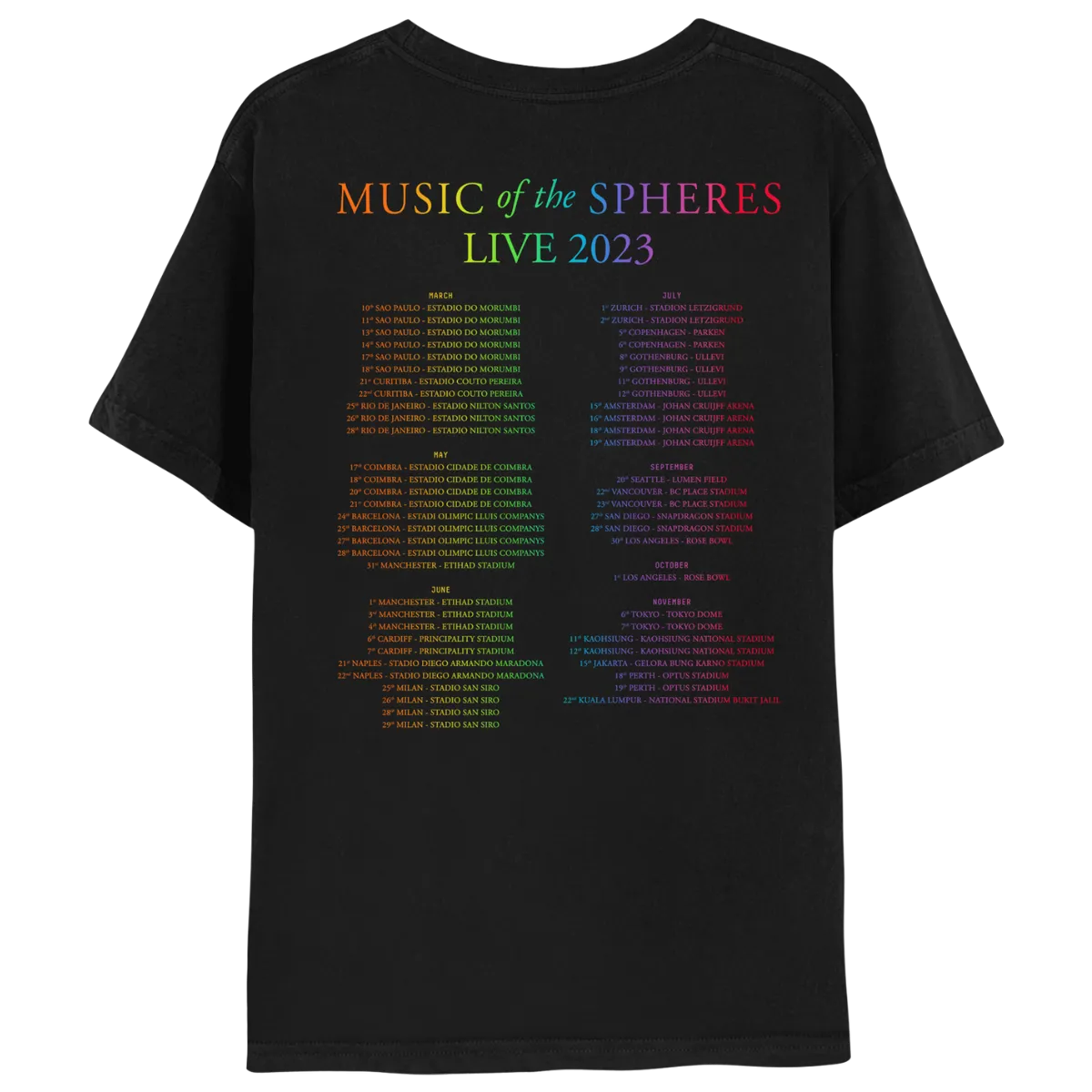 2023 Music Of The Spheres Tour Tee  - Black