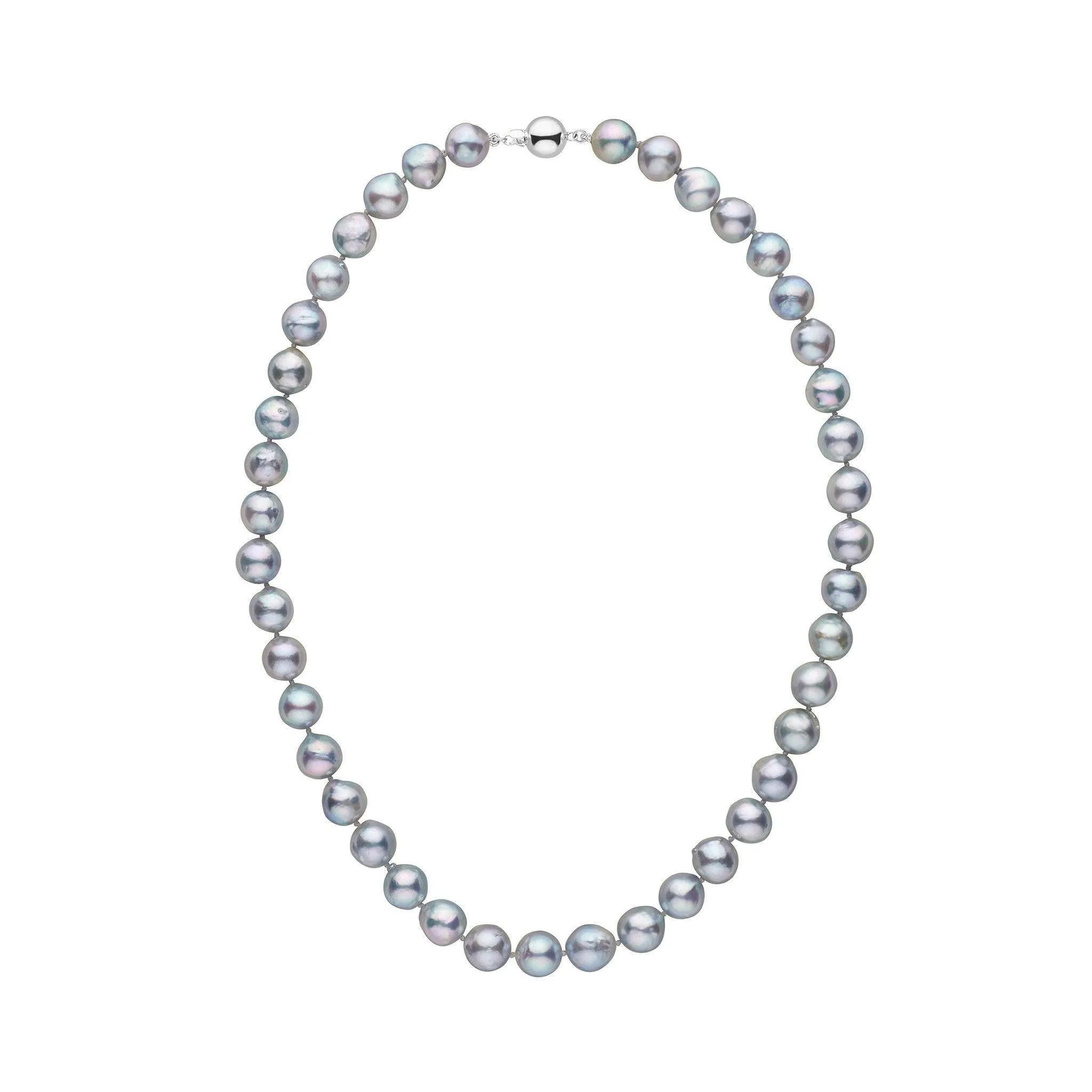 8.5-9.0 mm 16 Inch Silver-Blue Akoya Baroque Pearl Necklace