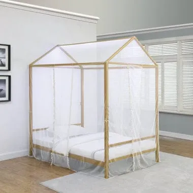 Altadena Full Canopy Bed With LED Lighting Matte Gold - 305773F