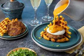 Boudin Benedict with Hot Honey Hollandaise