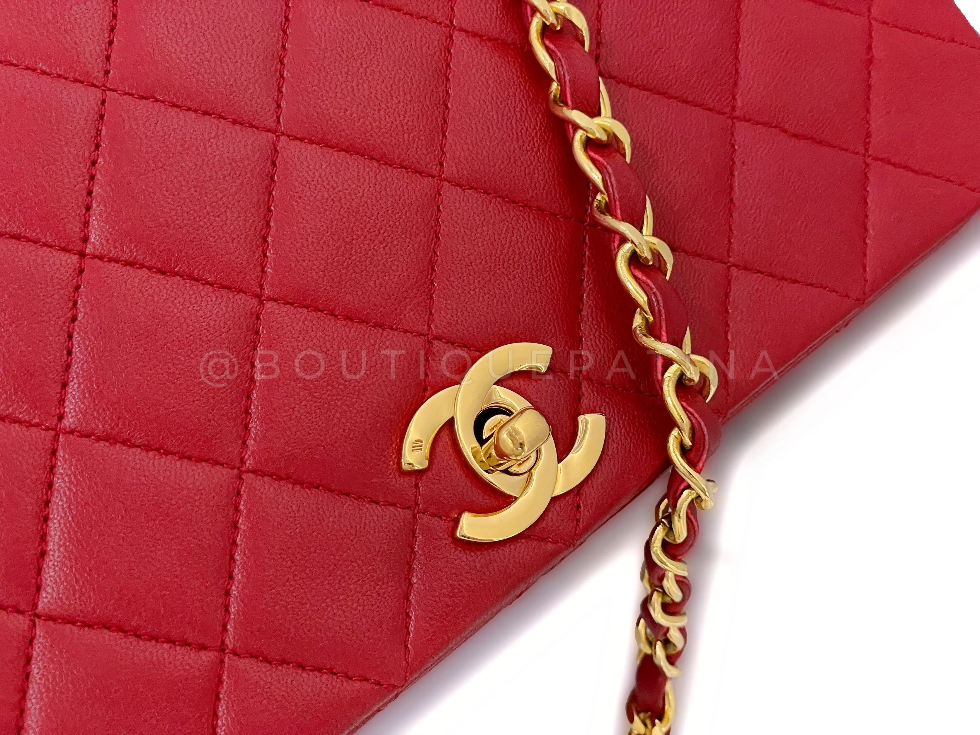 Chanel 1989 Vintage Red Classic Full Flap Bag 24k GHW