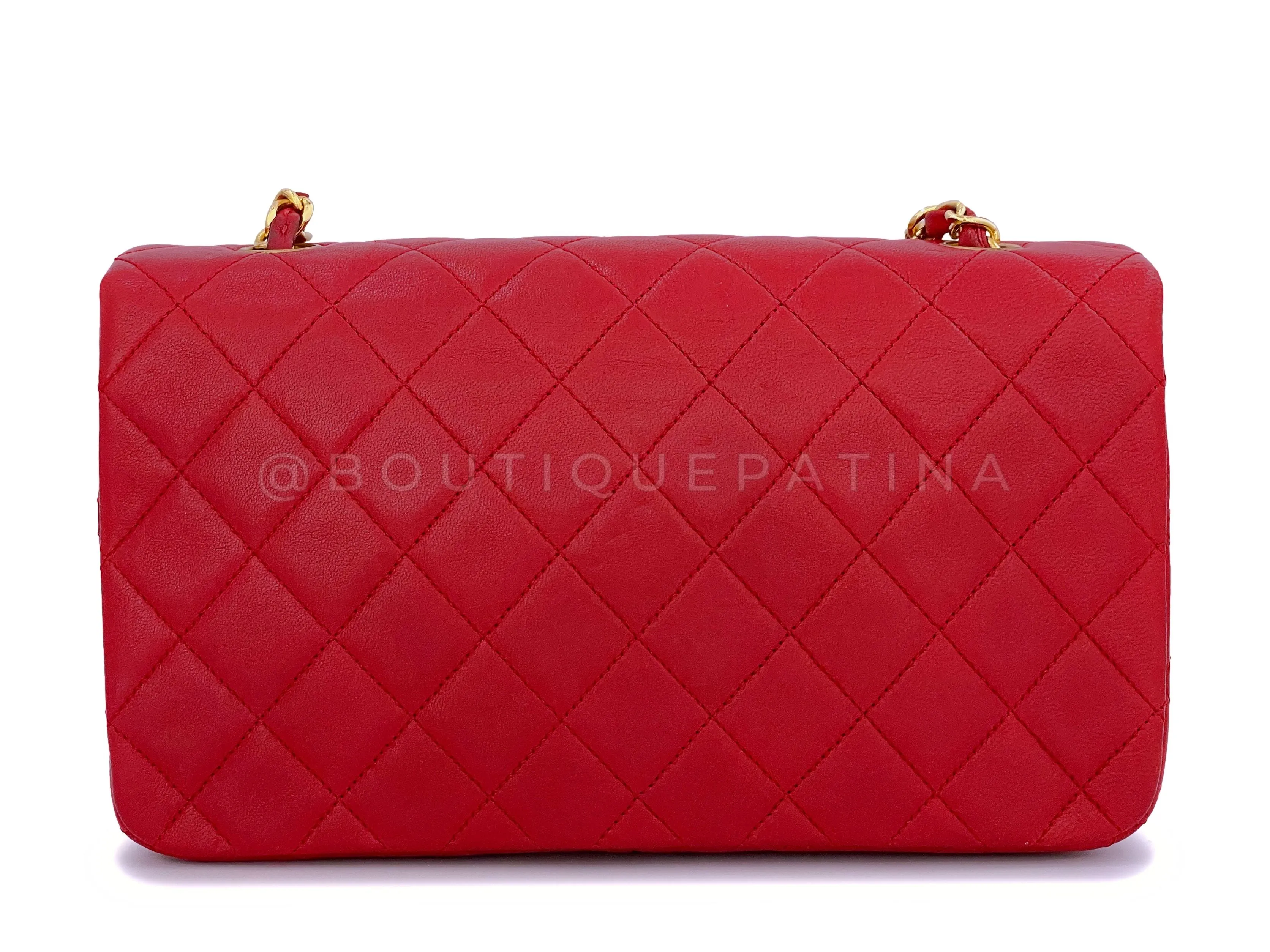 Chanel 1989 Vintage Red Classic Full Flap Bag 24k GHW