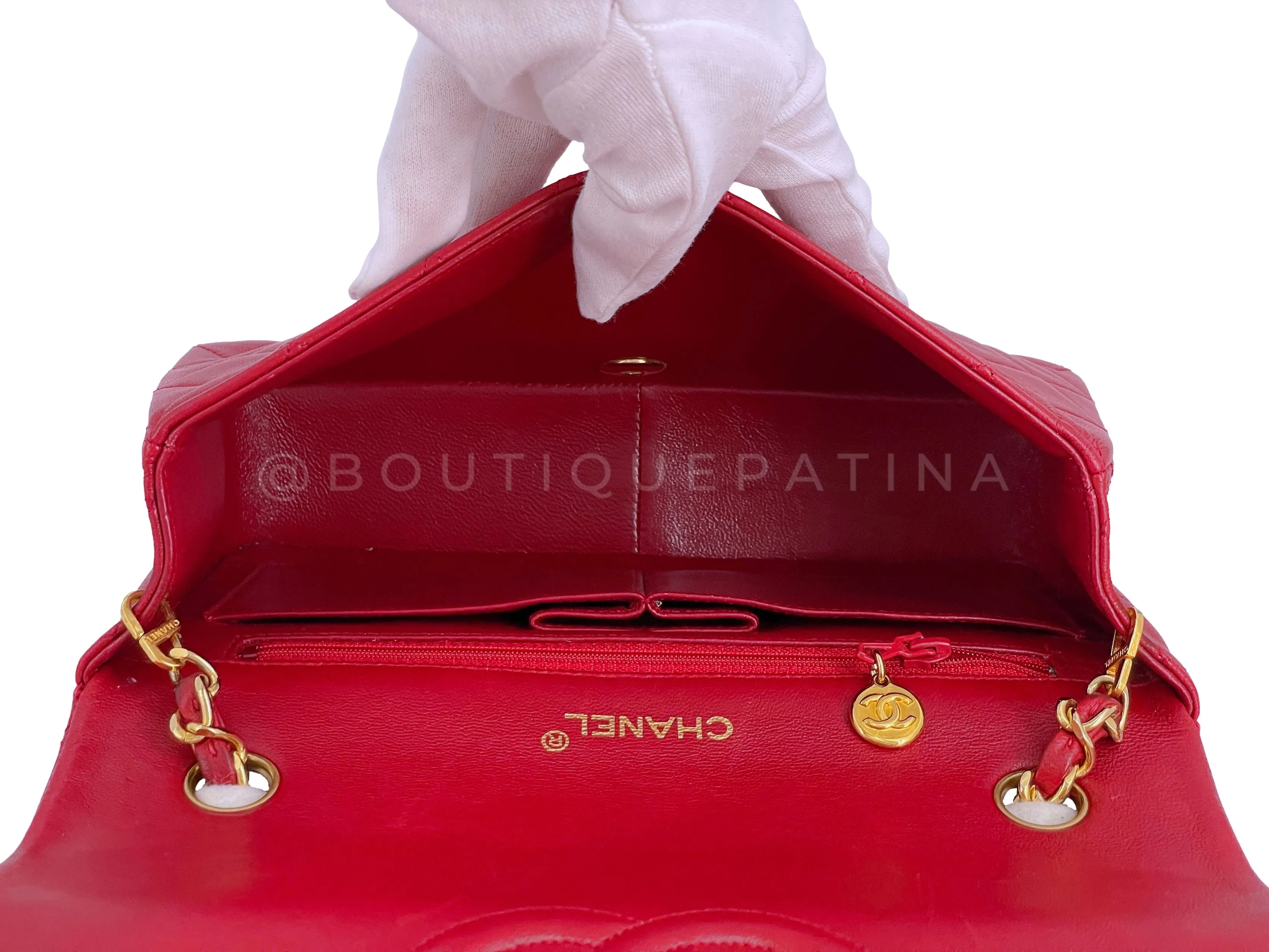 Chanel 1989 Vintage Red Classic Full Flap Bag 24k GHW