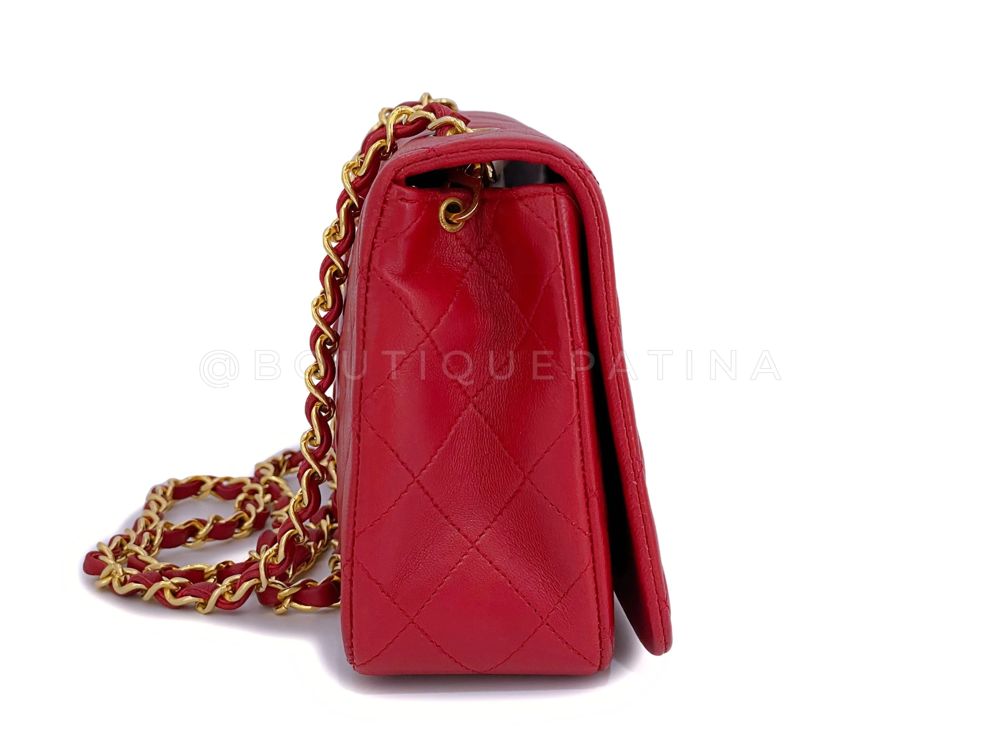 Chanel 1989 Vintage Red Classic Full Flap Bag 24k GHW