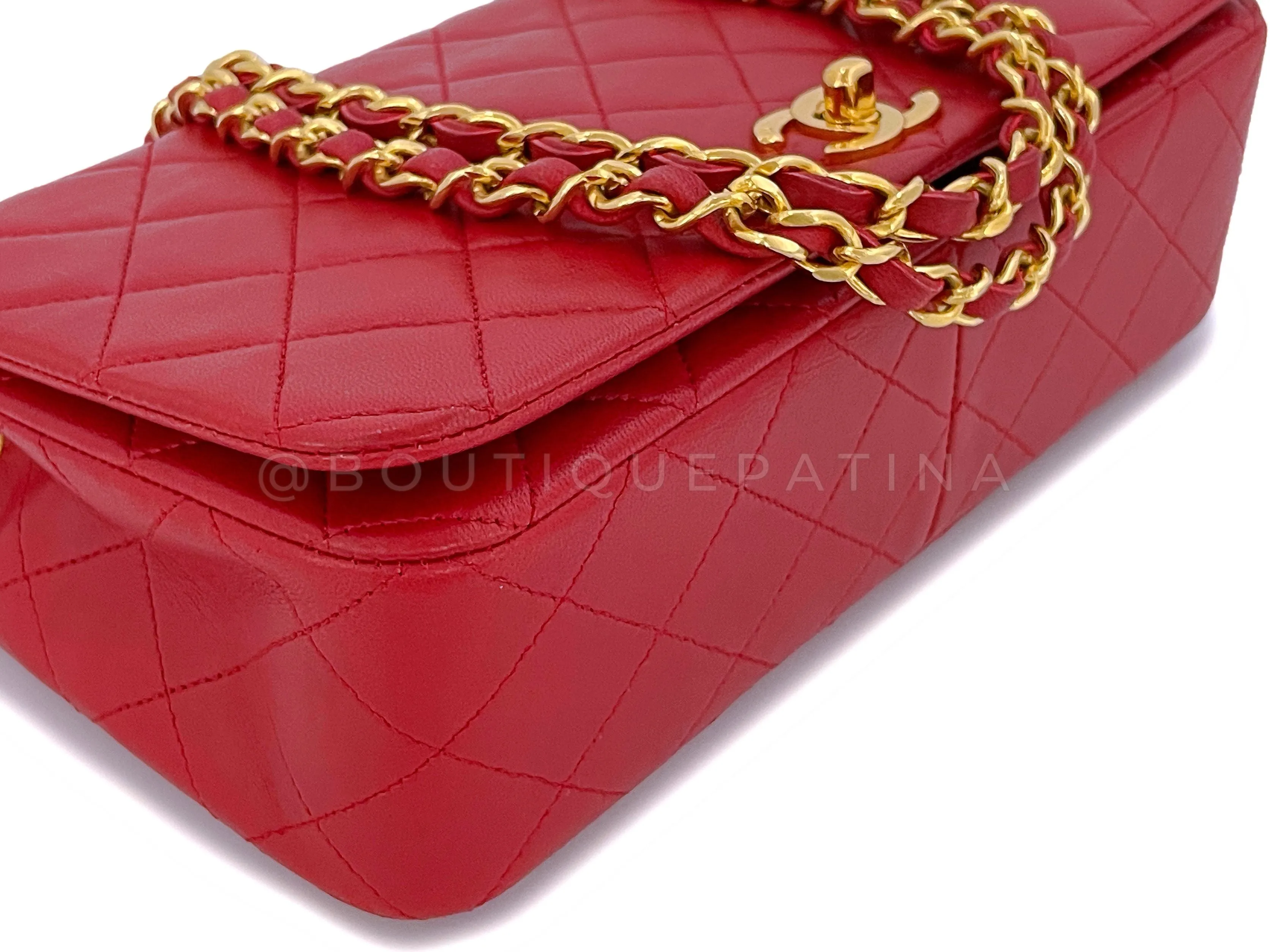 Chanel 1989 Vintage Red Classic Full Flap Bag 24k GHW