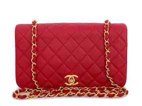 Chanel 1989 Vintage Red Classic Full Flap Bag 24k GHW