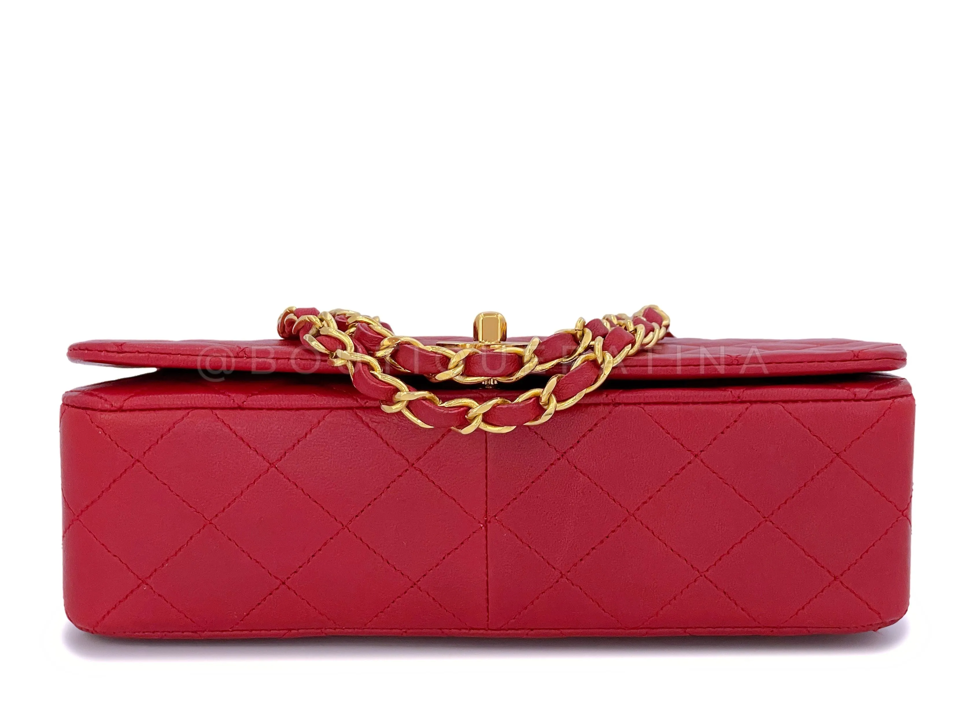 Chanel 1989 Vintage Red Classic Full Flap Bag 24k GHW