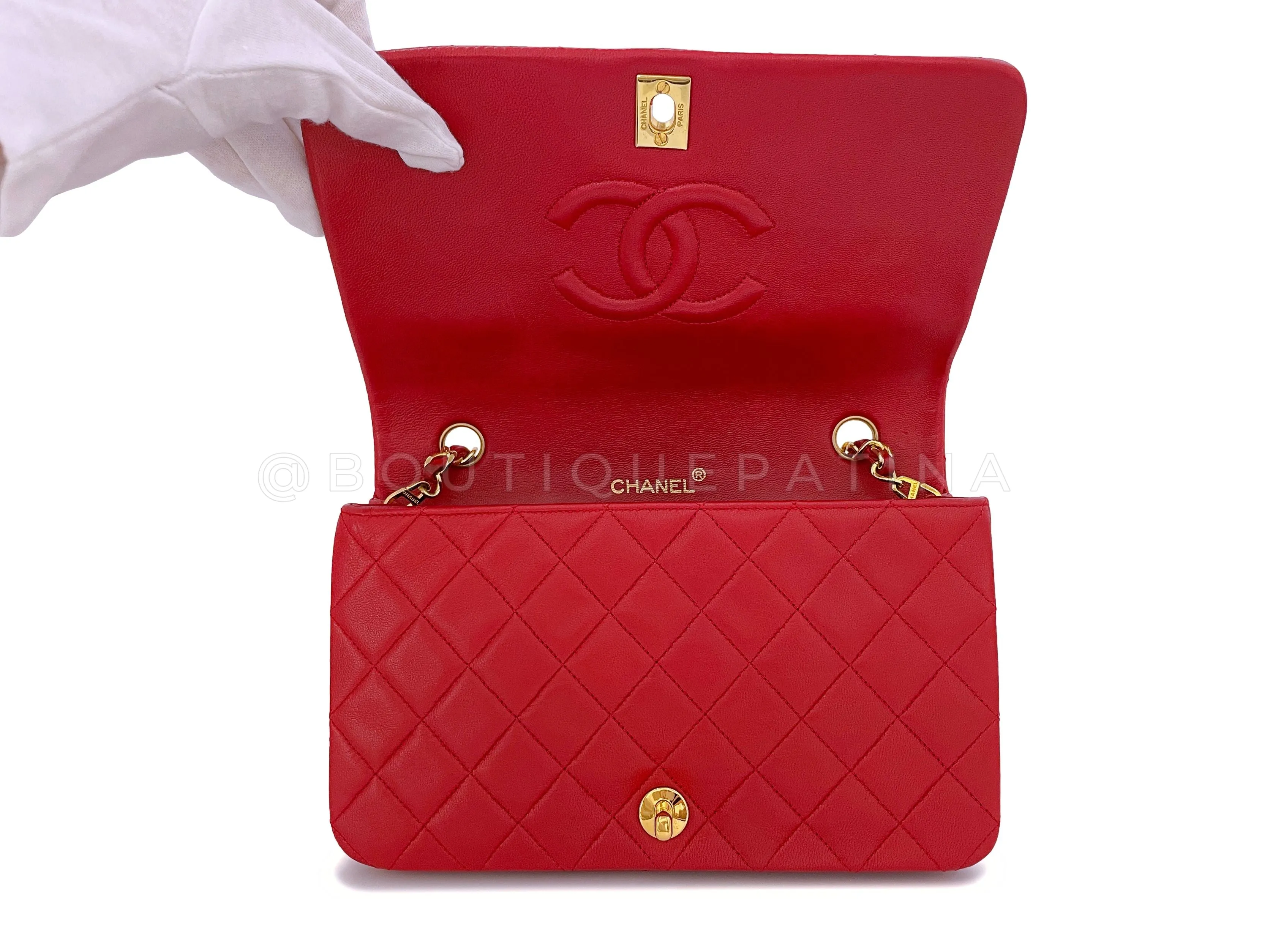 Chanel 1989 Vintage Red Classic Full Flap Bag 24k GHW