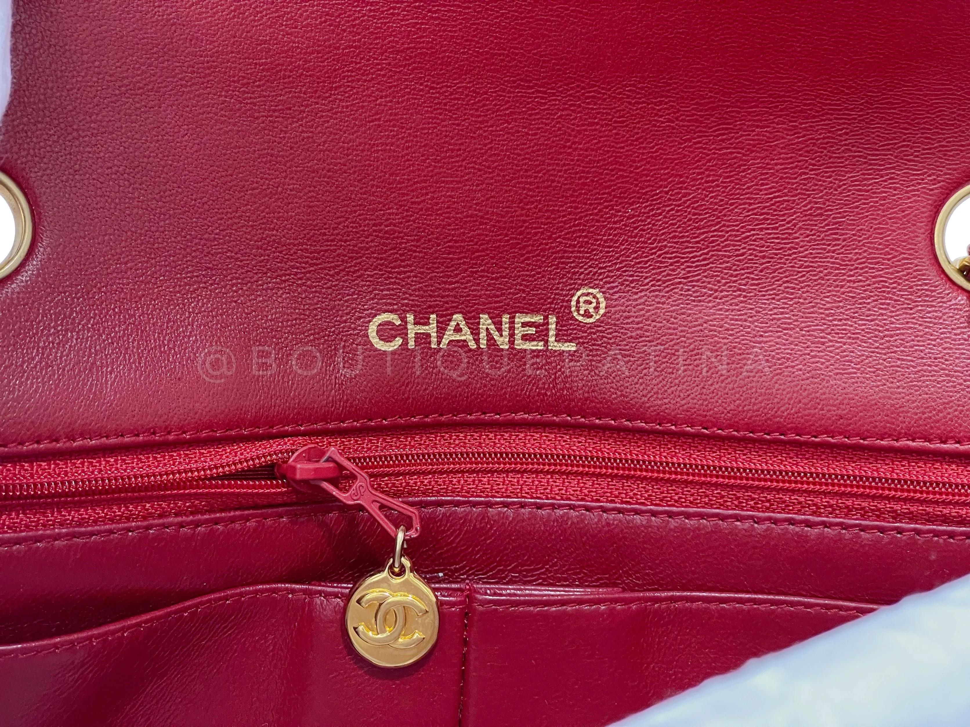 Chanel 1989 Vintage Red Classic Full Flap Bag 24k GHW