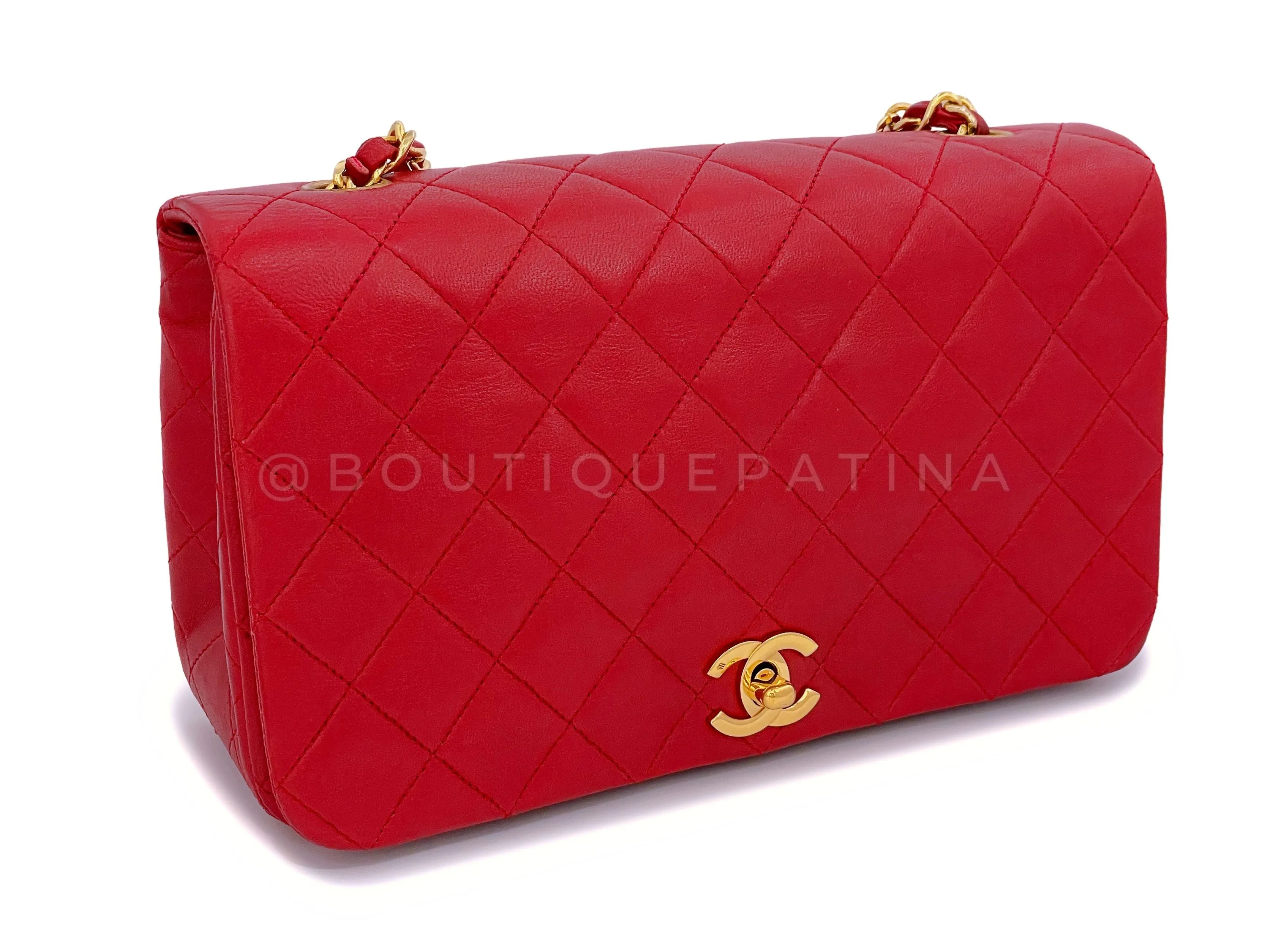 Chanel 1989 Vintage Red Classic Full Flap Bag 24k GHW