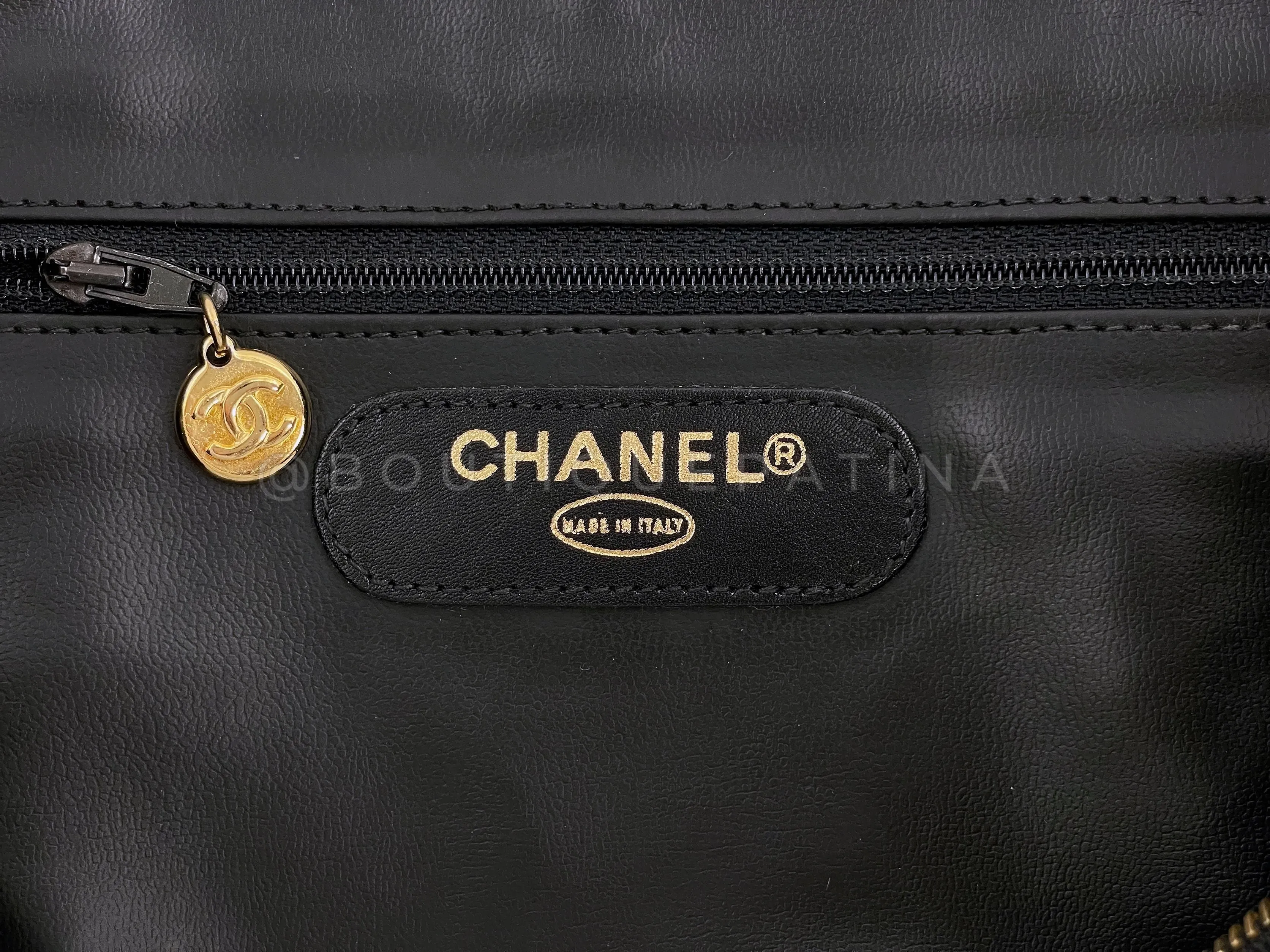 Chanel 1991 Vintage Black Quilted Duffle Bowler Bag 24k GHW