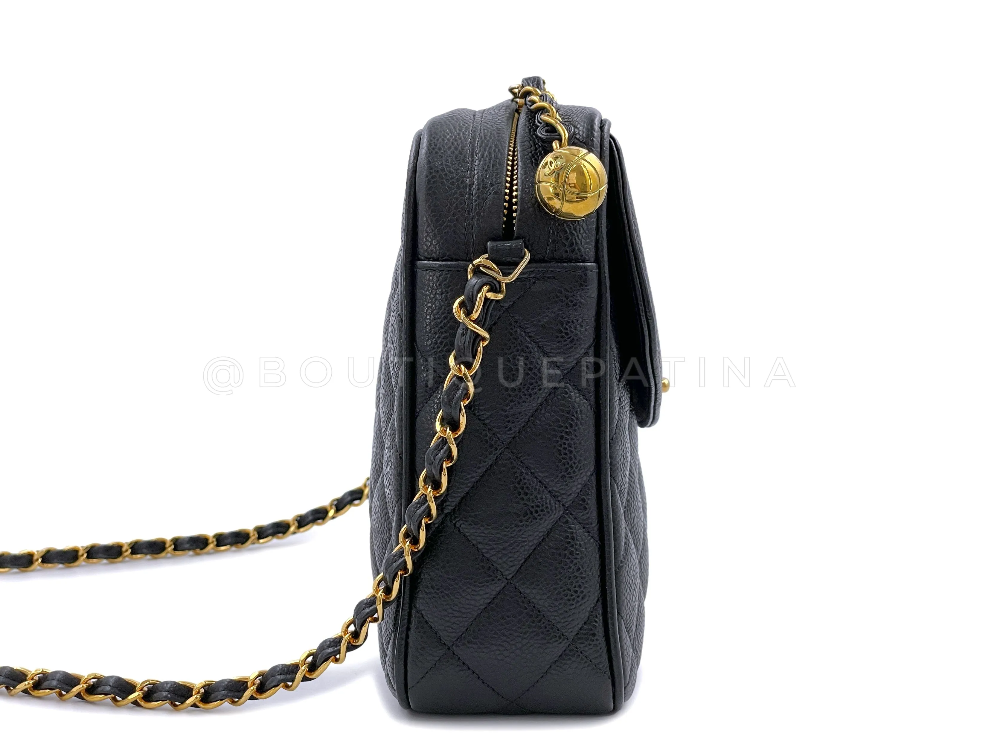 Chanel 1994 Vintage Black Caviar Flap Camera Case Bag 24k GHW