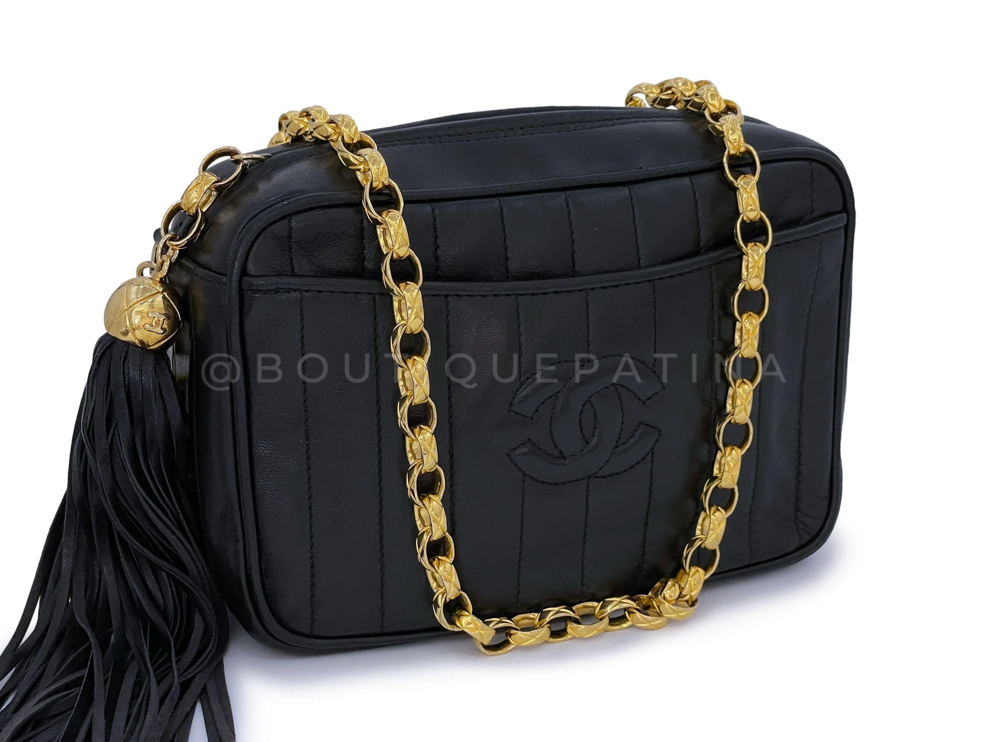 Chanel 1994 Vintage Black Mademoiselle Lambskin Mini Camera Bag 24k GHW