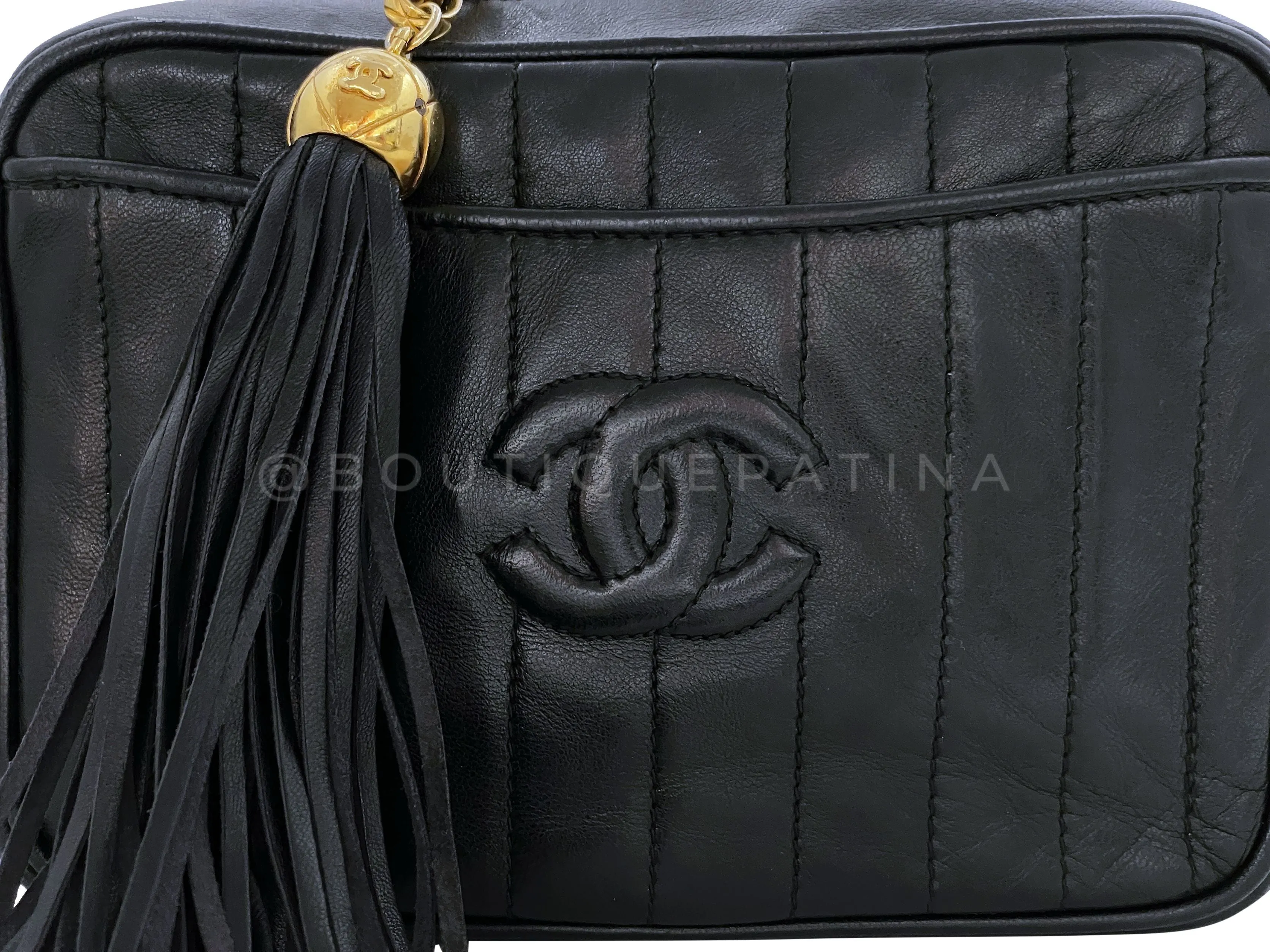 Chanel 1994 Vintage Black Mademoiselle Lambskin Mini Camera Bag 24k GHW