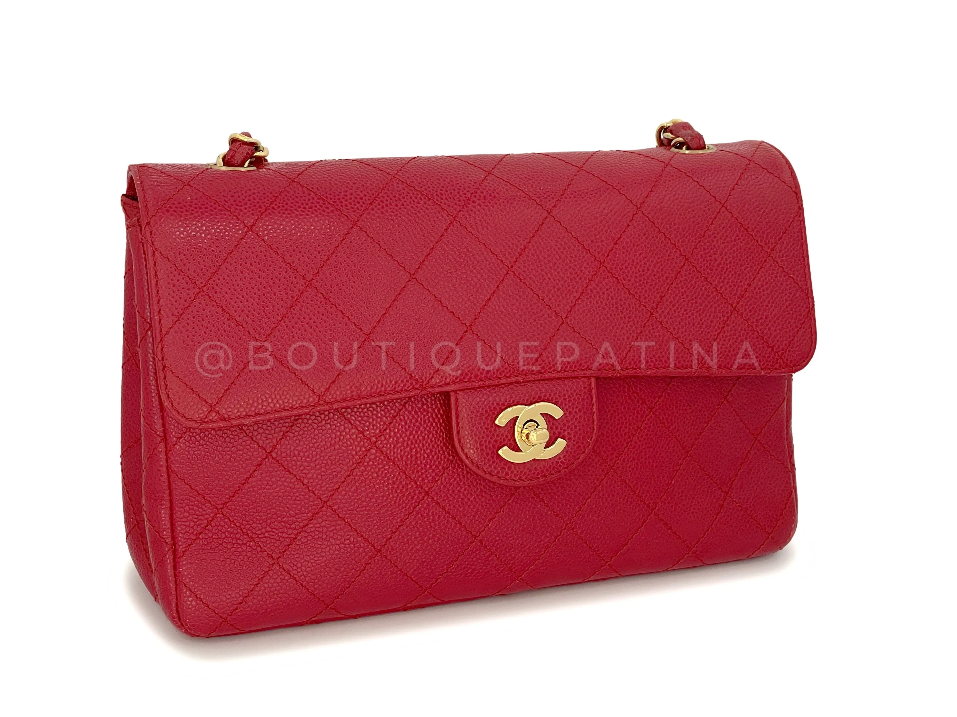 Chanel 2000 Vintage Red Caviar Flap Bag 24k GHW