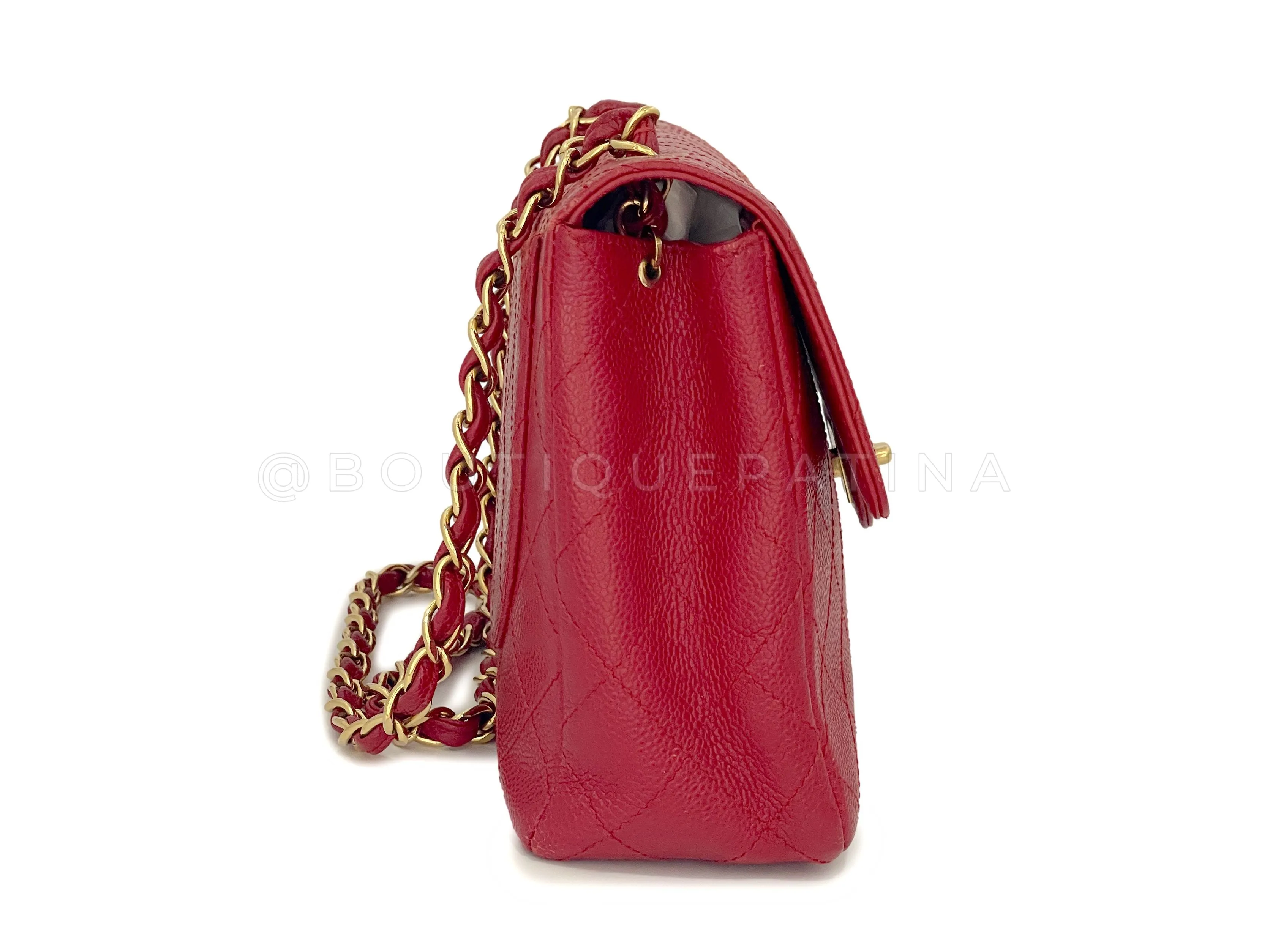 Chanel 2000 Vintage Red Caviar Flap Bag 24k GHW