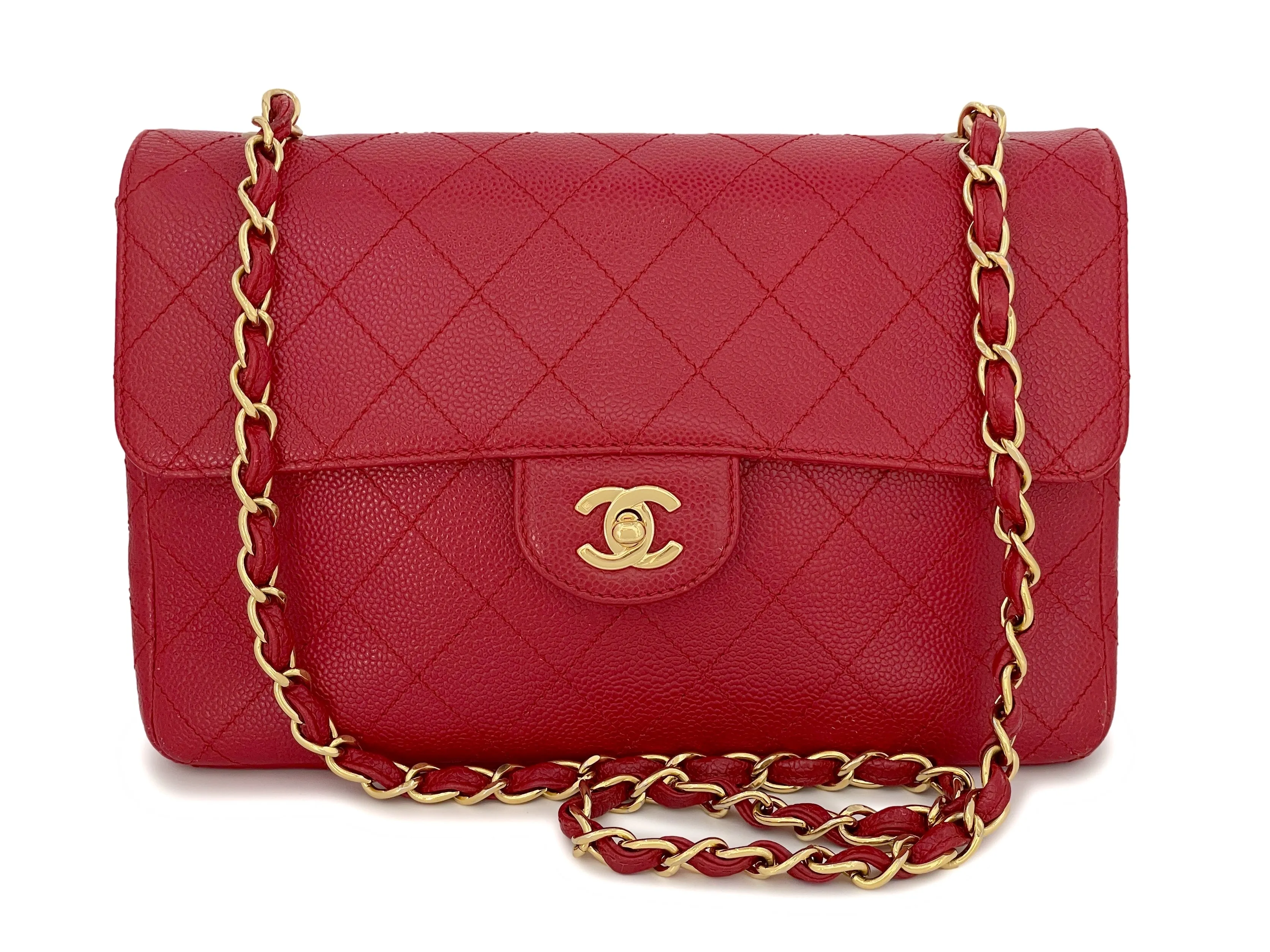 Chanel 2000 Vintage Red Caviar Flap Bag 24k GHW