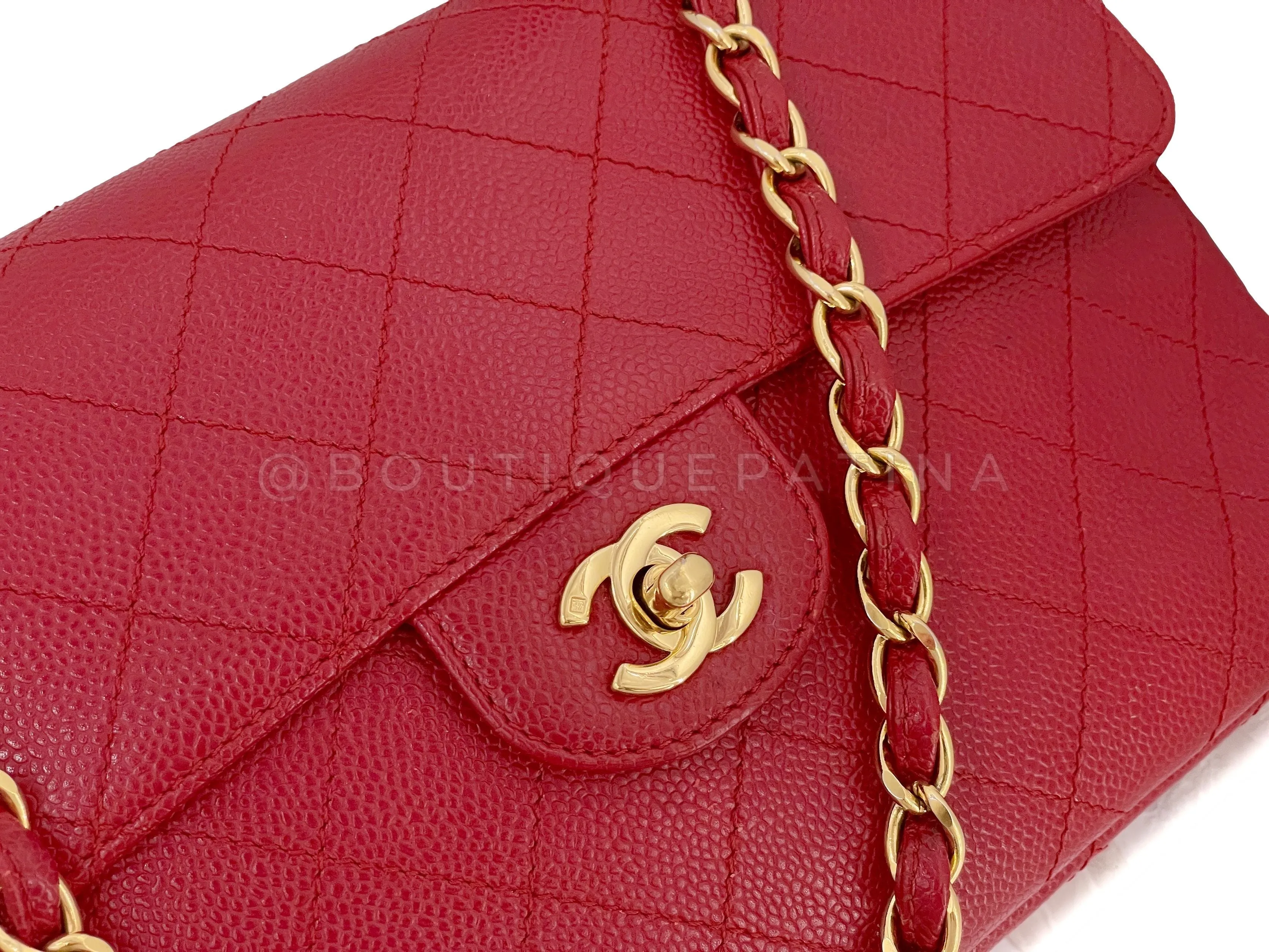 Chanel 2000 Vintage Red Caviar Flap Bag 24k GHW