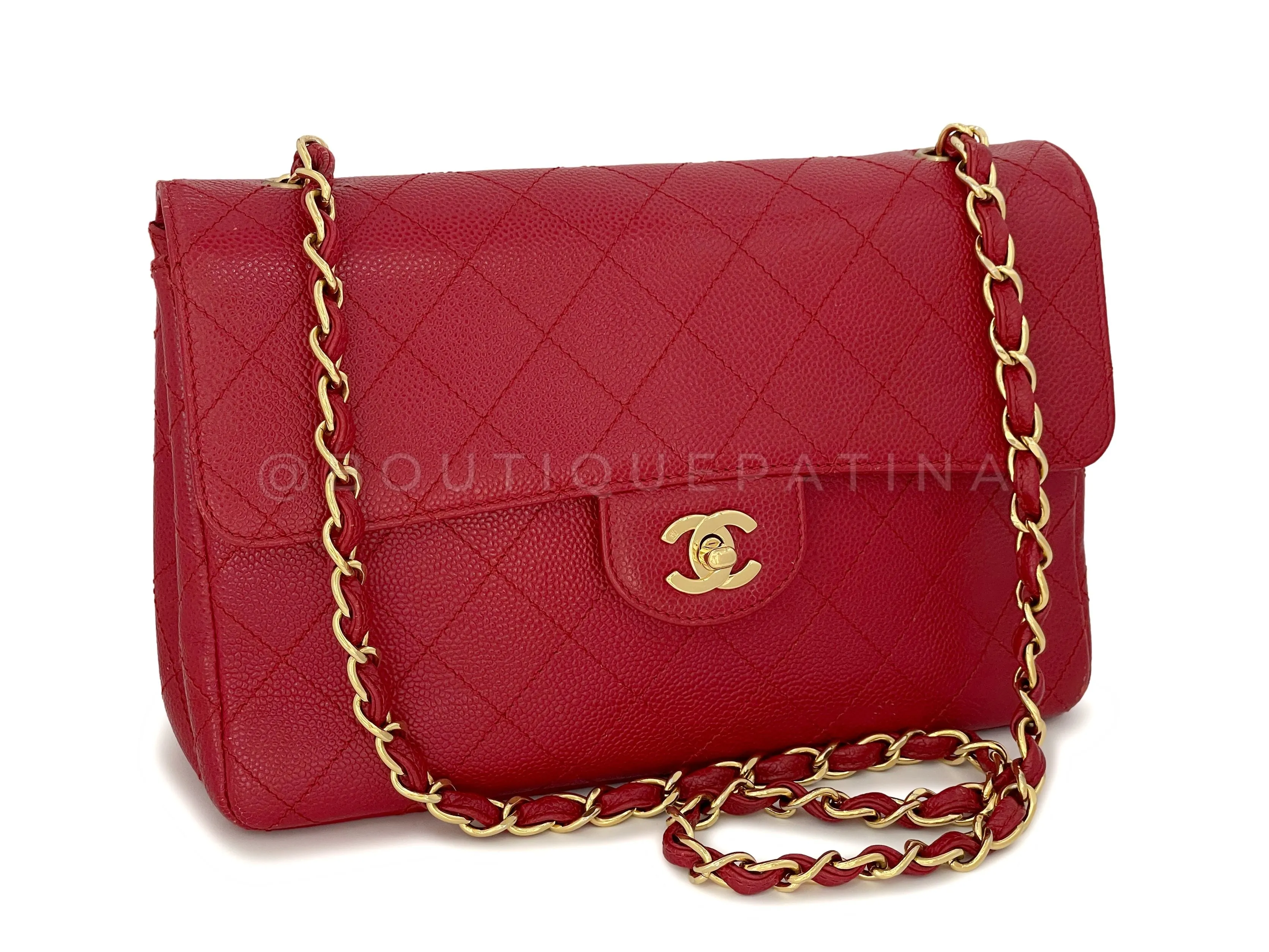 Chanel 2000 Vintage Red Caviar Flap Bag 24k GHW