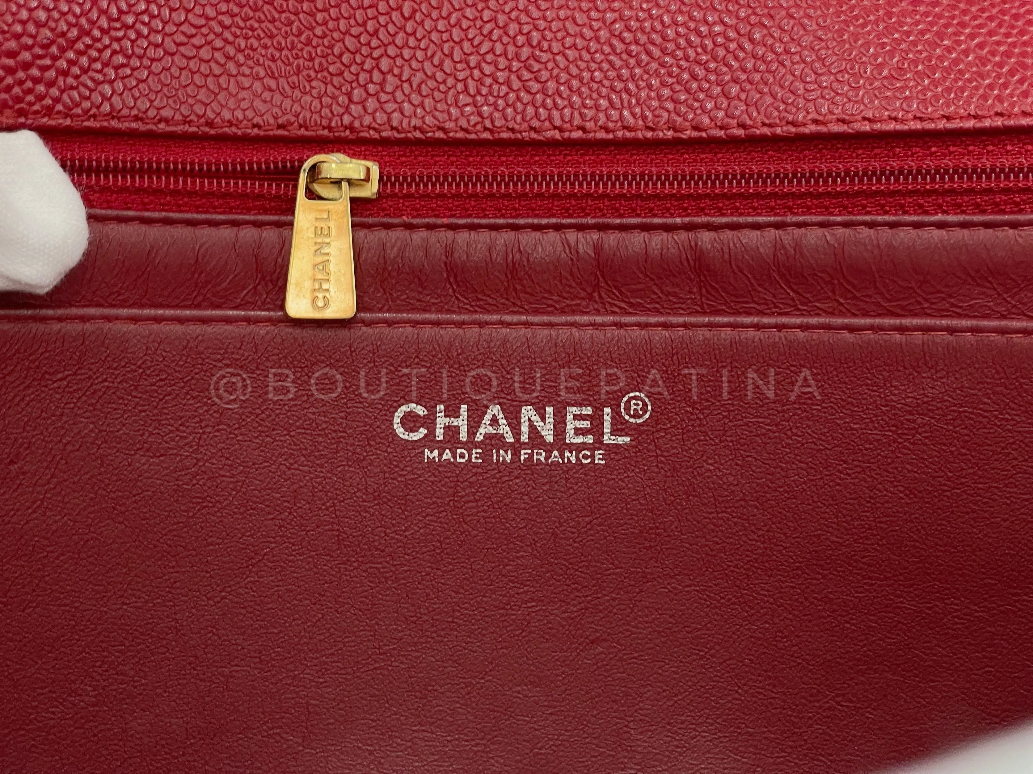 Chanel 2000 Vintage Red Caviar Flap Bag 24k GHW