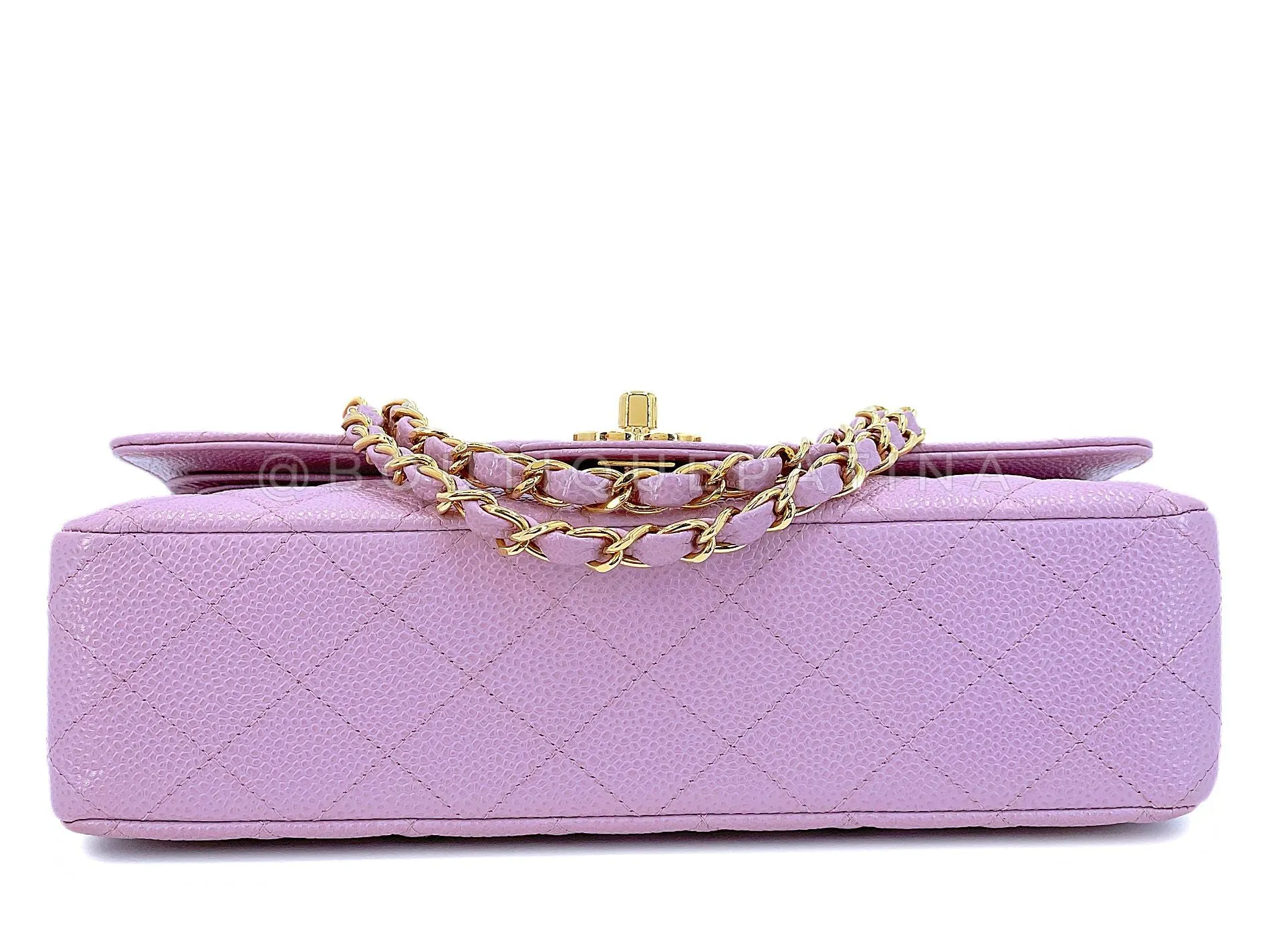 Chanel 2003 Vintage Lilac Caviar Medium Classic Double Flap Bag 24k GHW