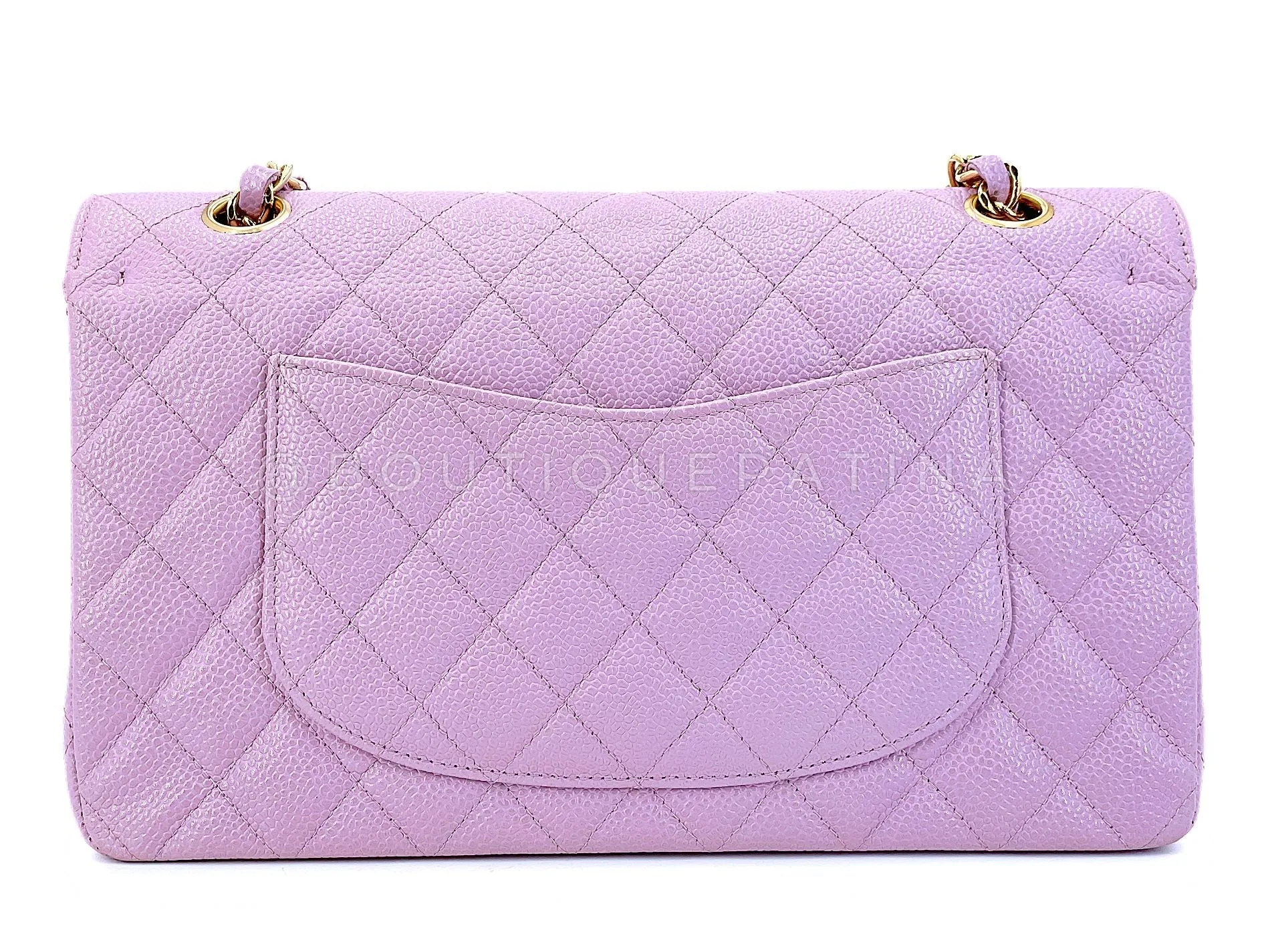 Chanel 2003 Vintage Lilac Caviar Medium Classic Double Flap Bag 24k GHW