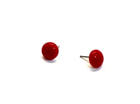 Cherry Red Small Retro Button Stud Earrings