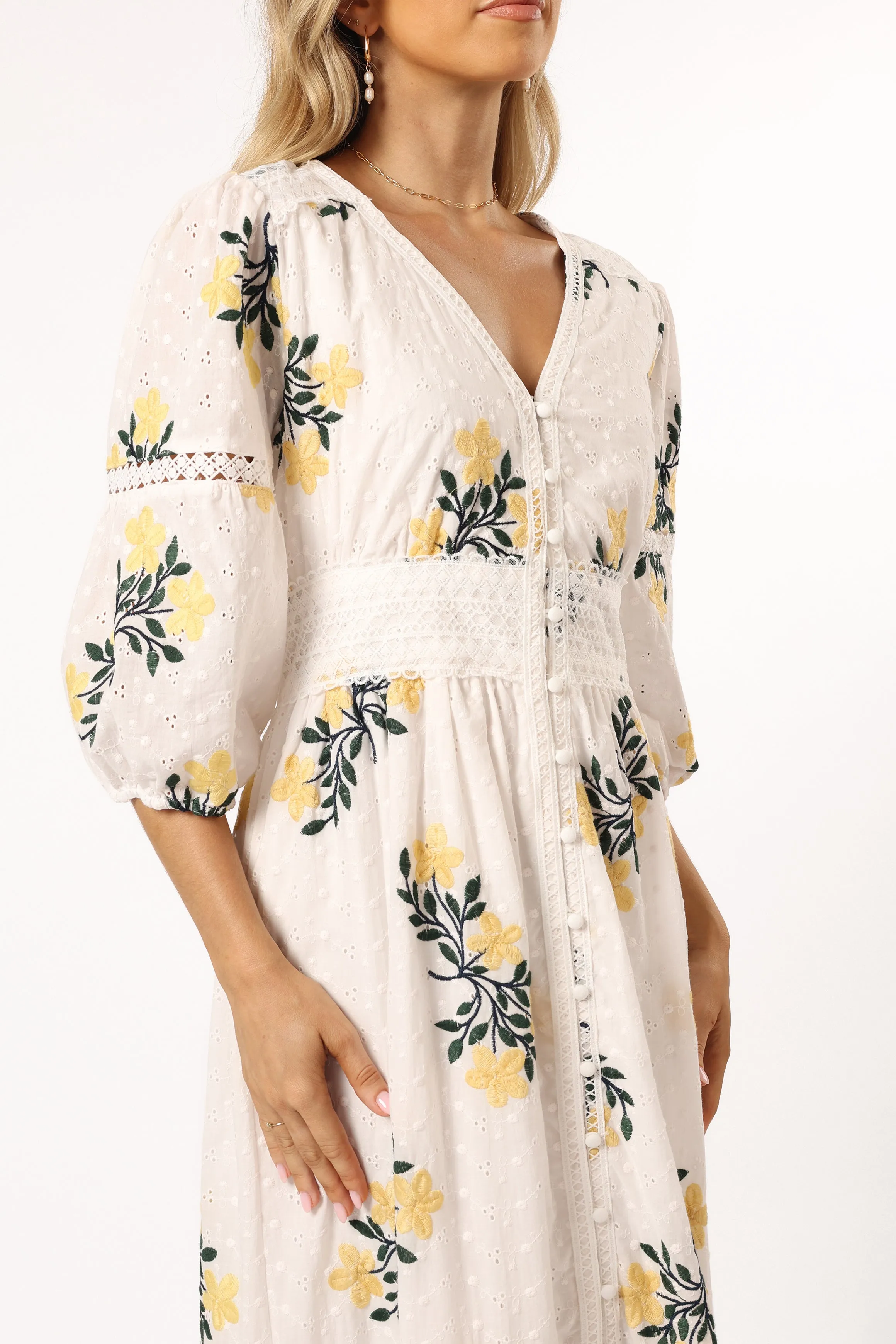 Christie Maxi Dress - White Yellow Floral