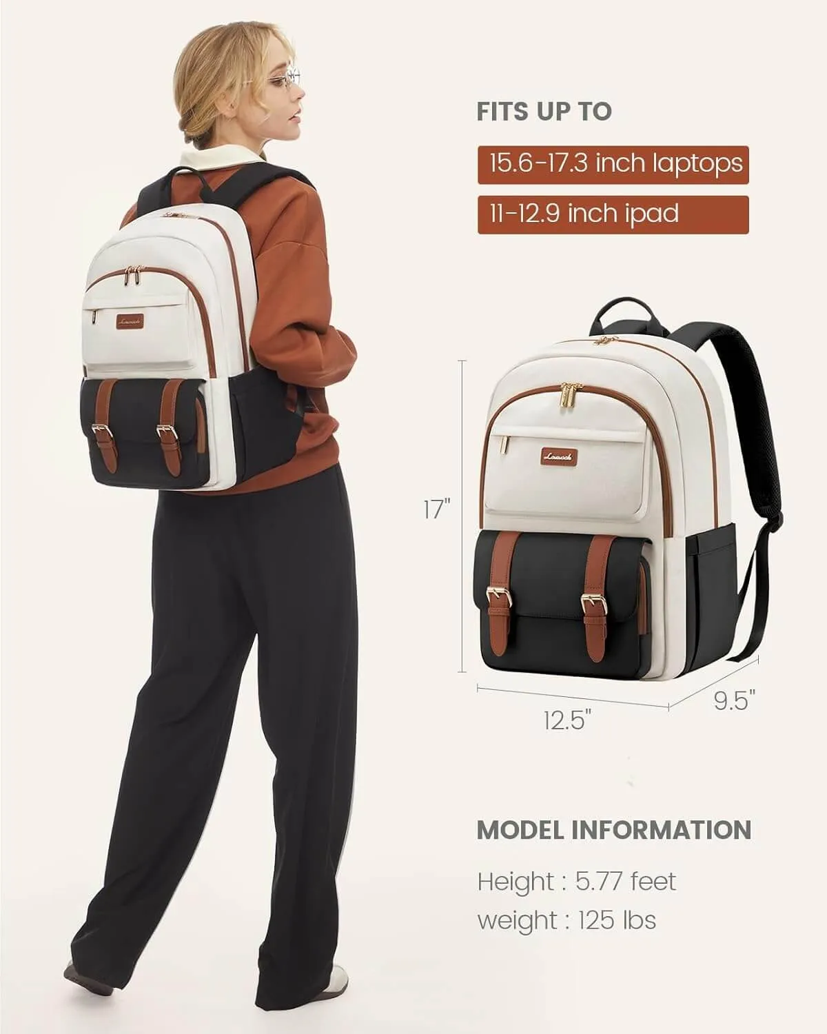 College Laptop Backpack, 15.6” 17.3”