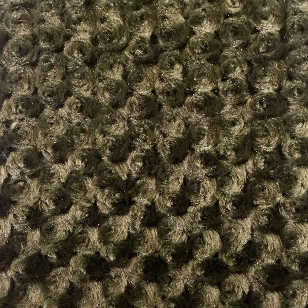 Dark Olive Swirl Rosebud Faux Fur Fabric