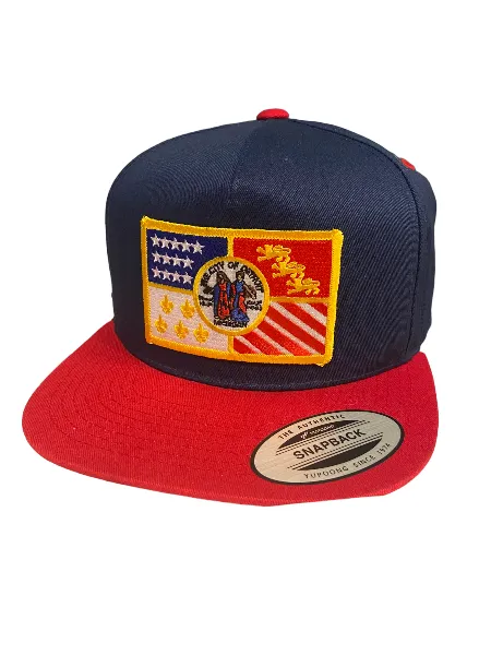 Detroit City Flag Snapback Hat / Navy   Red