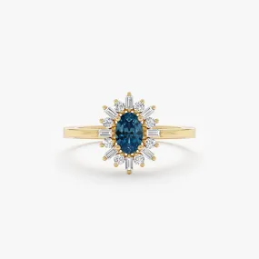 Diamond Framed Blue Topaz Engagement Ring, Azulia