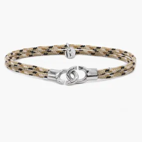 Double Sailing Cord Bracelet With Silver Lock (Nude/Black)