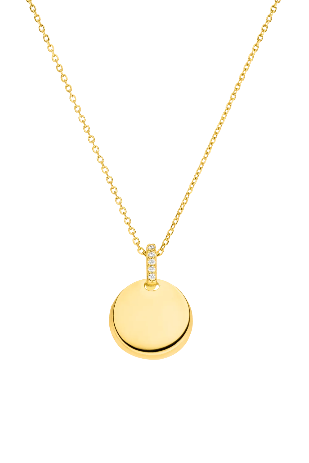 Engravable Round Pavé Necklace 14K Gold Plated