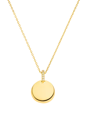 Engravable Round Pavé Necklace 14K Gold Plated