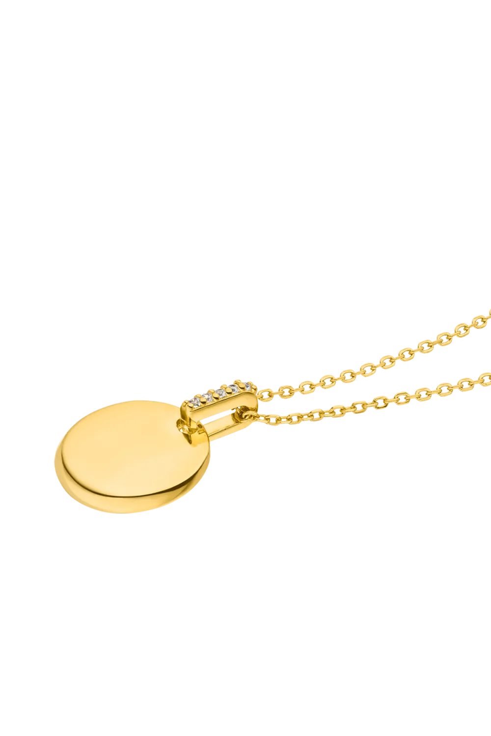 Engravable Round Pavé Necklace 14K Gold Plated