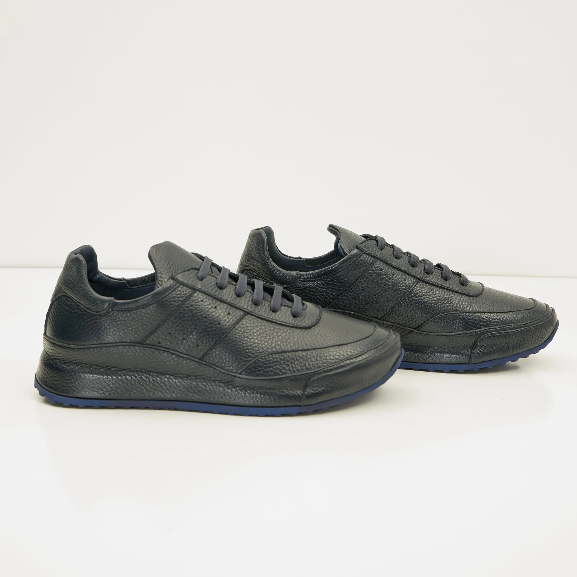 Full Grain Leather Stealth Sneaker - Navy