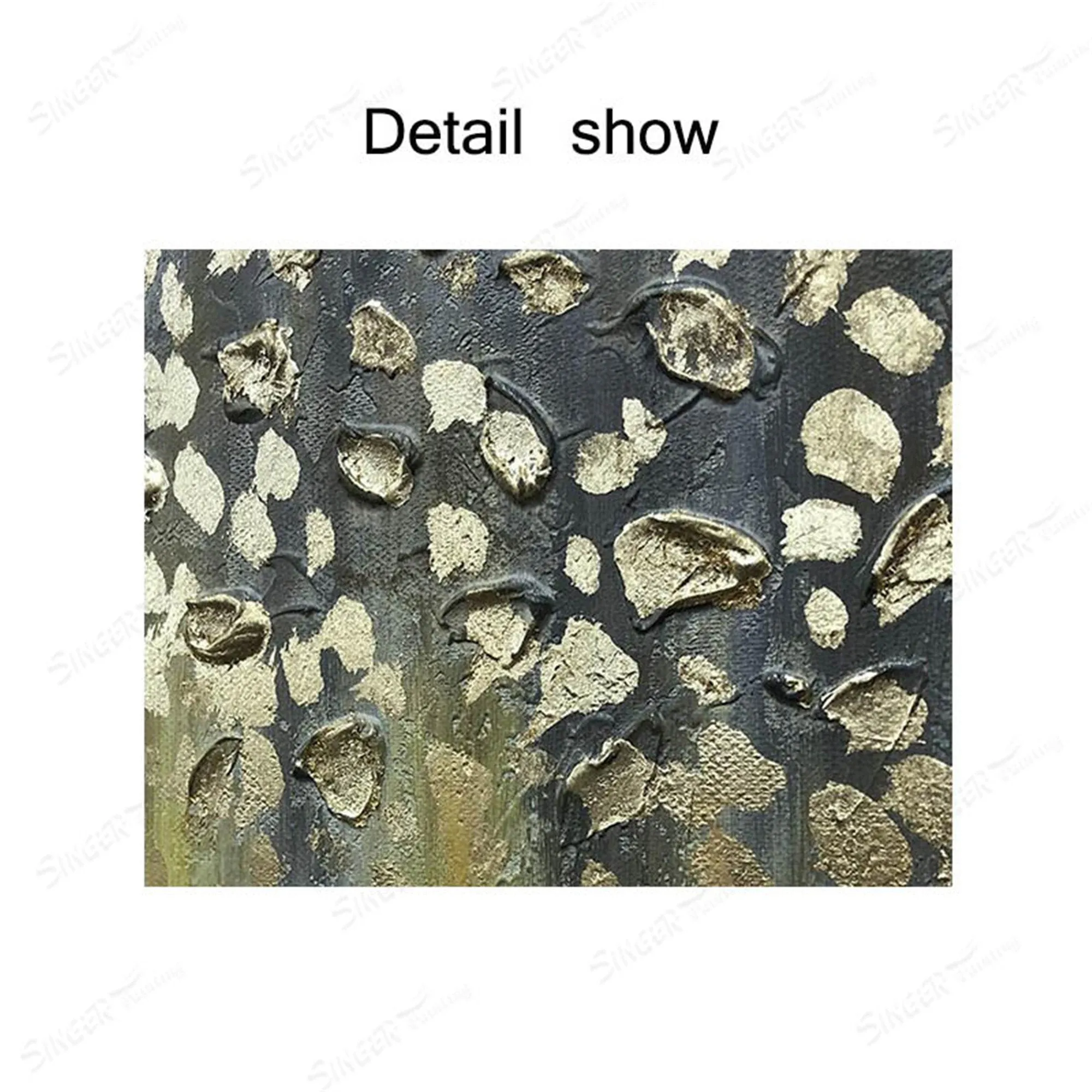 Gold art abstract painting canvas gray wall art  for living room Gp025