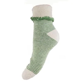 Green And Cream Striped Cuff Socks