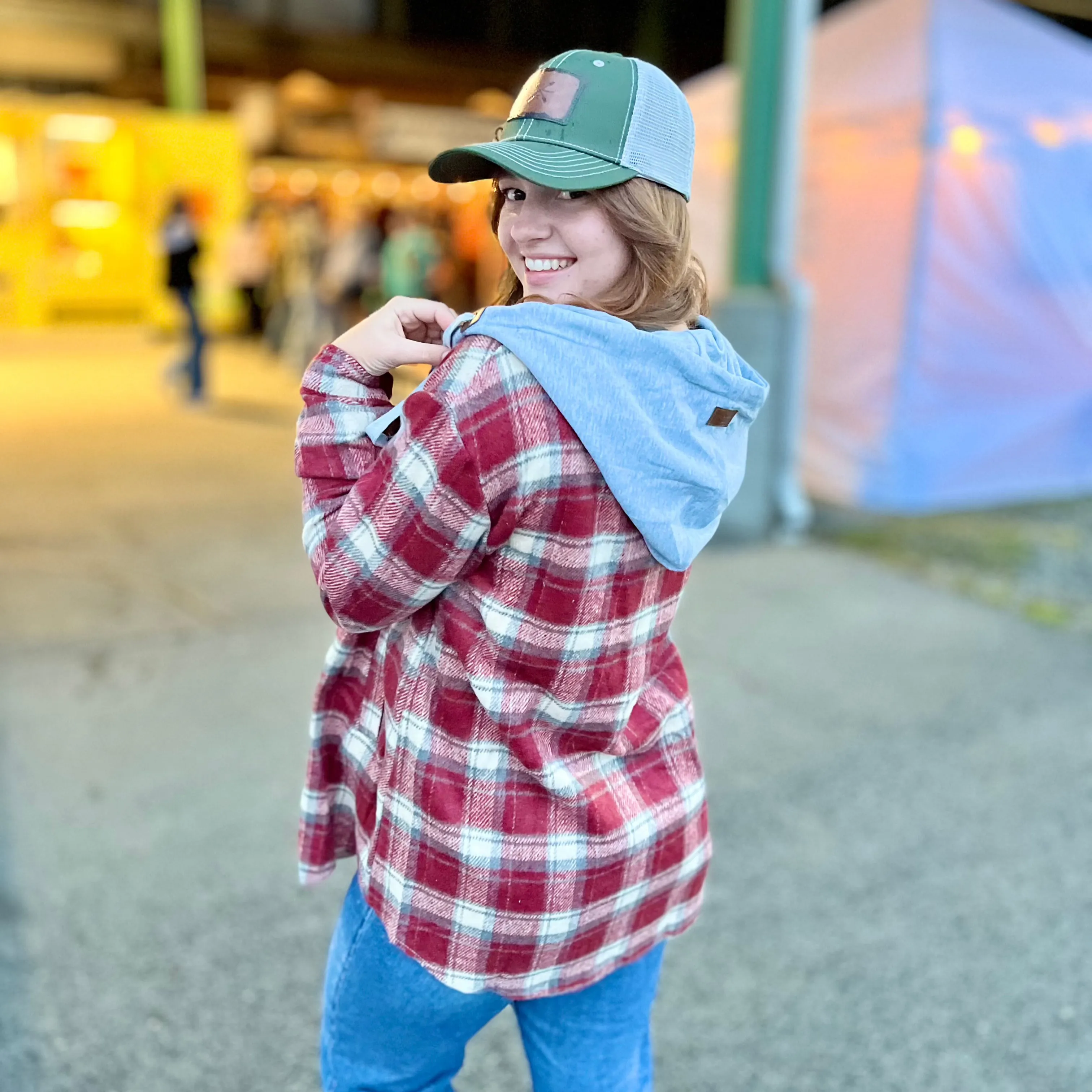 Hooded Plaid Shacket