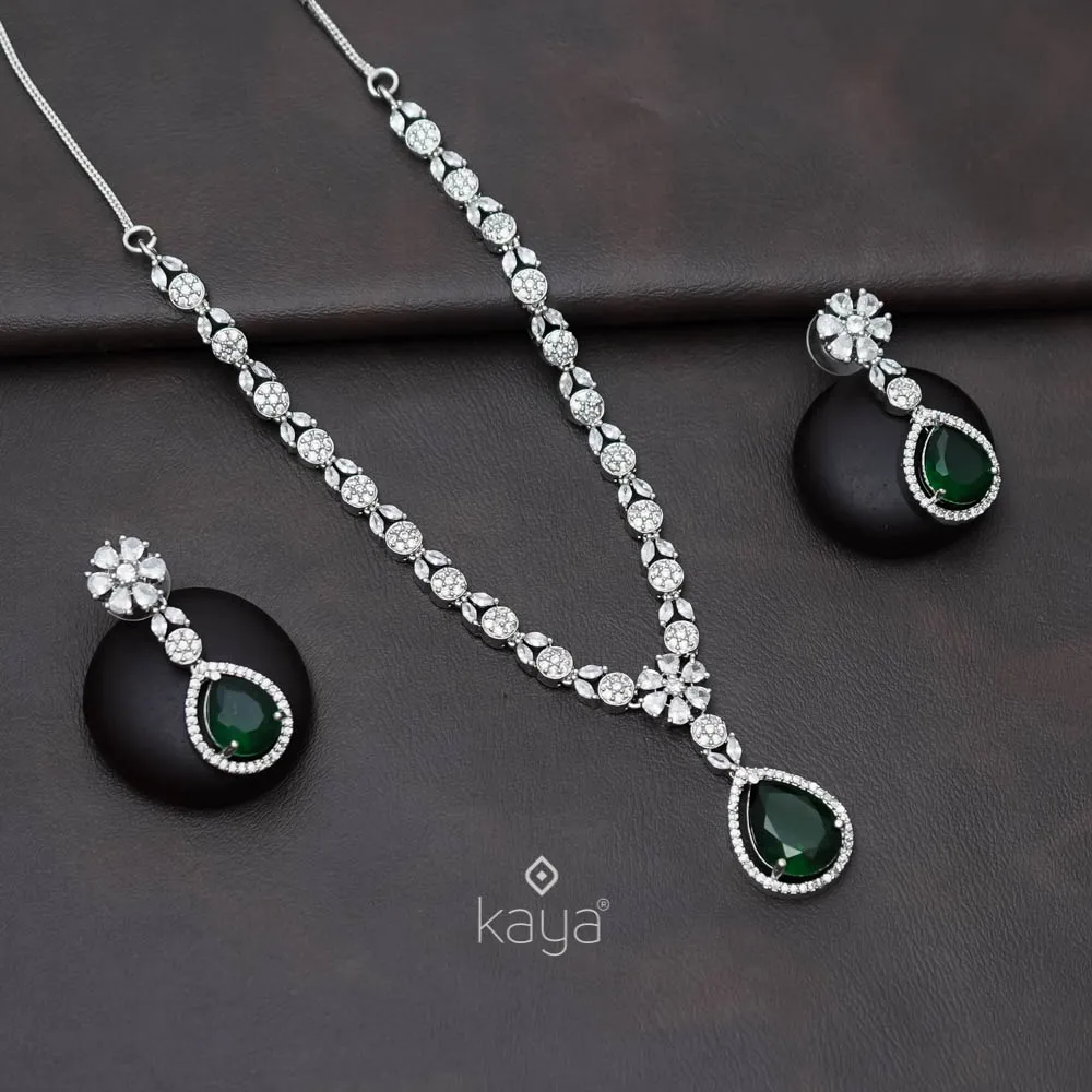 KM101361 - AD Choker Necklace with matching Earrings