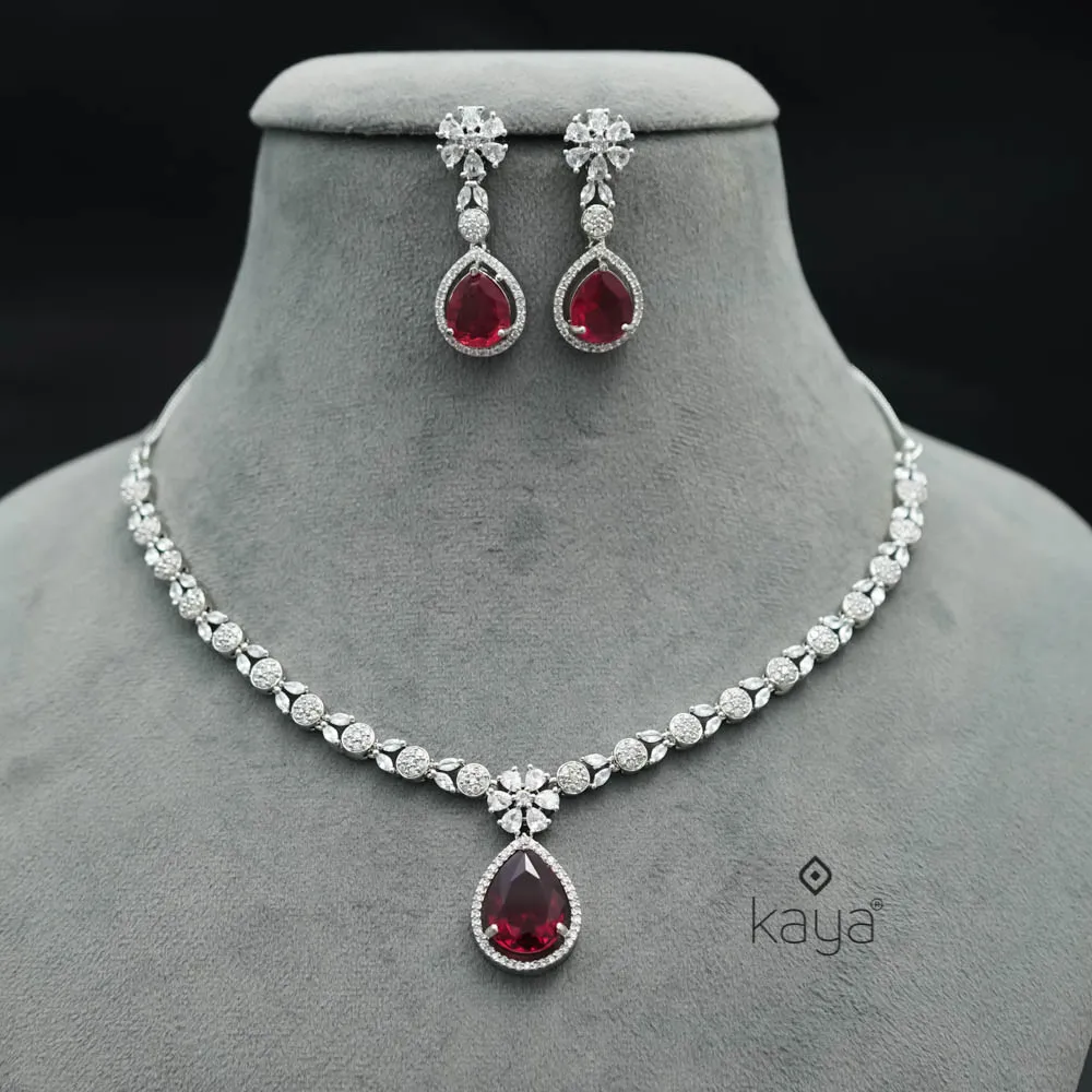 KM101361 - AD Choker Necklace with matching Earrings