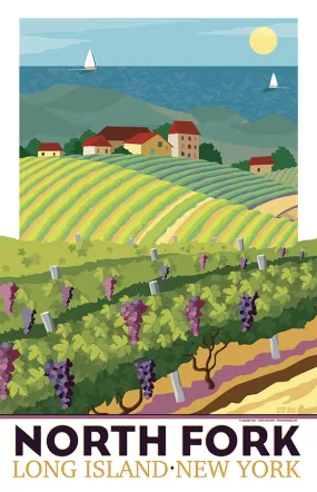 North Fork Vineyard Illustration