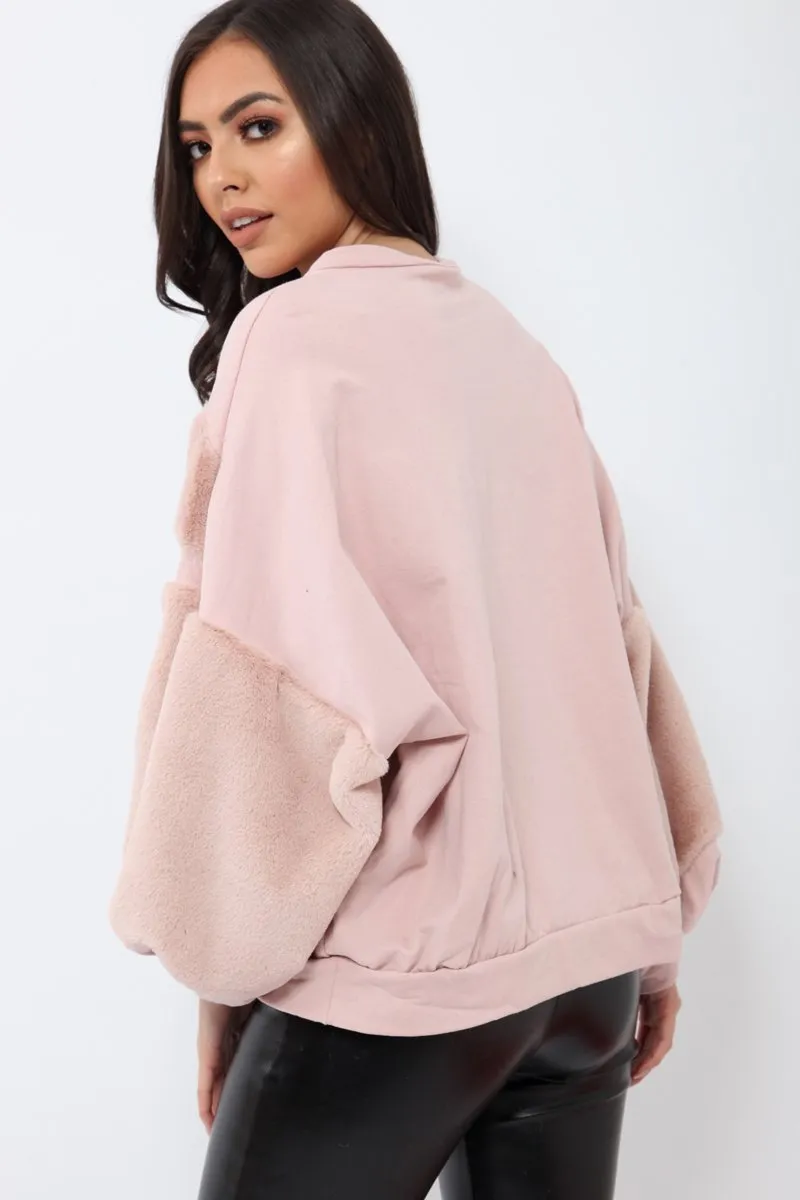 Rose Chevron Fur Jumper - Lara