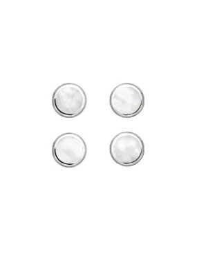 Silver Dress Studs - Circular Mother of Pearl