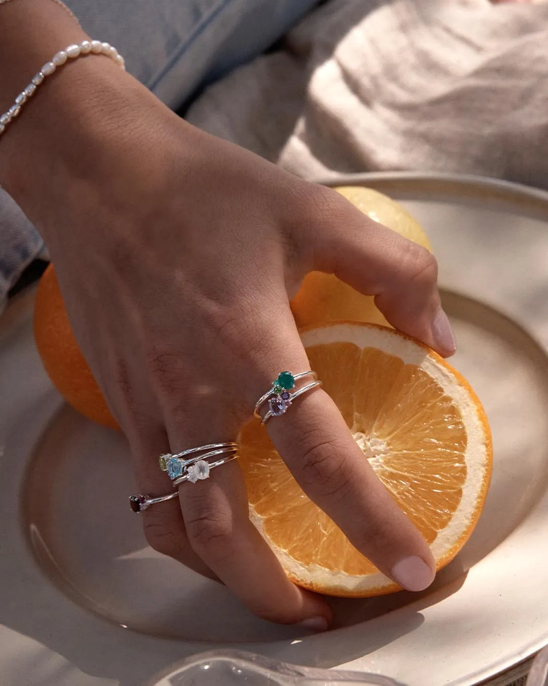 Sterling Silver Kindred Birthstone Ring - March